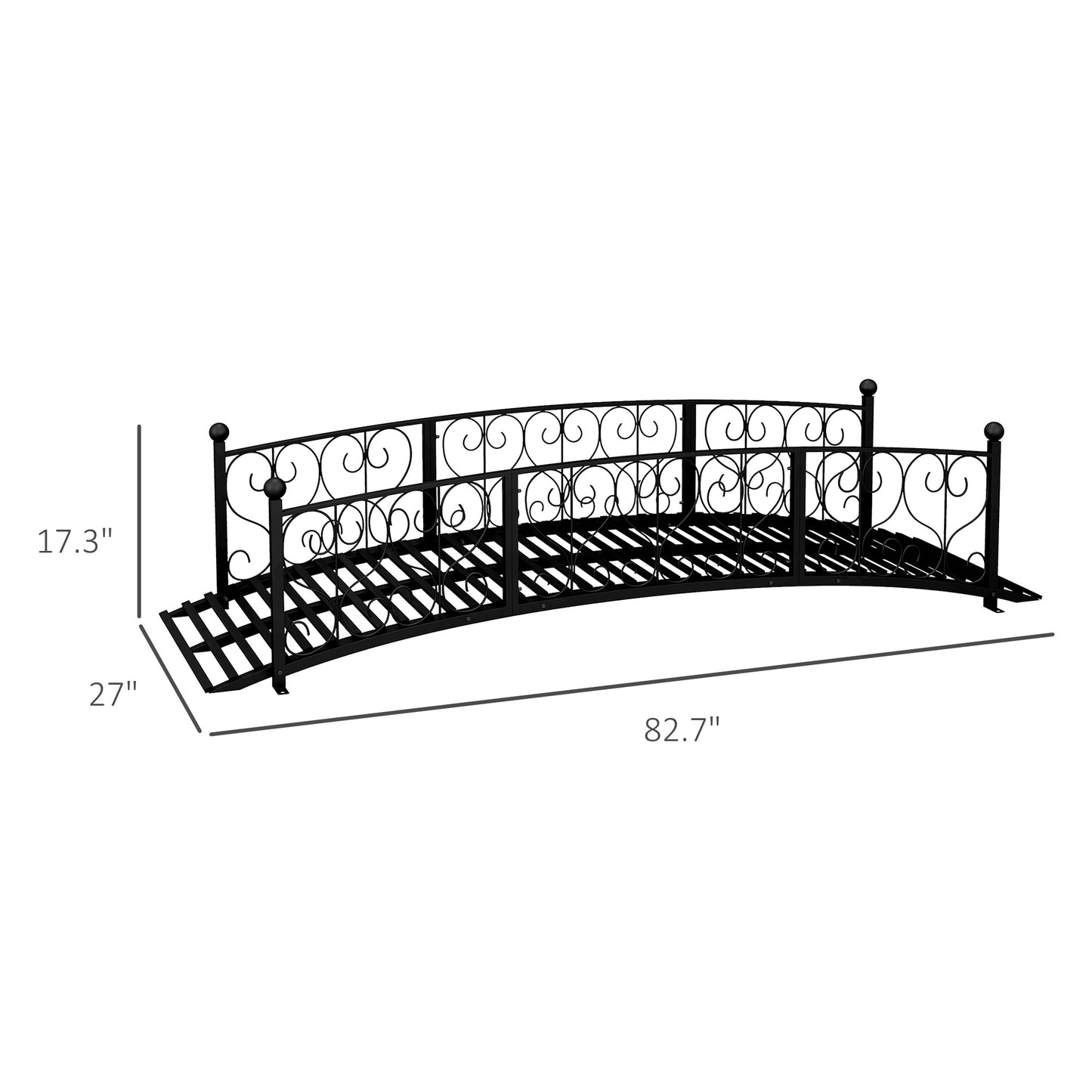 Outsunny 7' Metal Arch Garden Bridge in Black