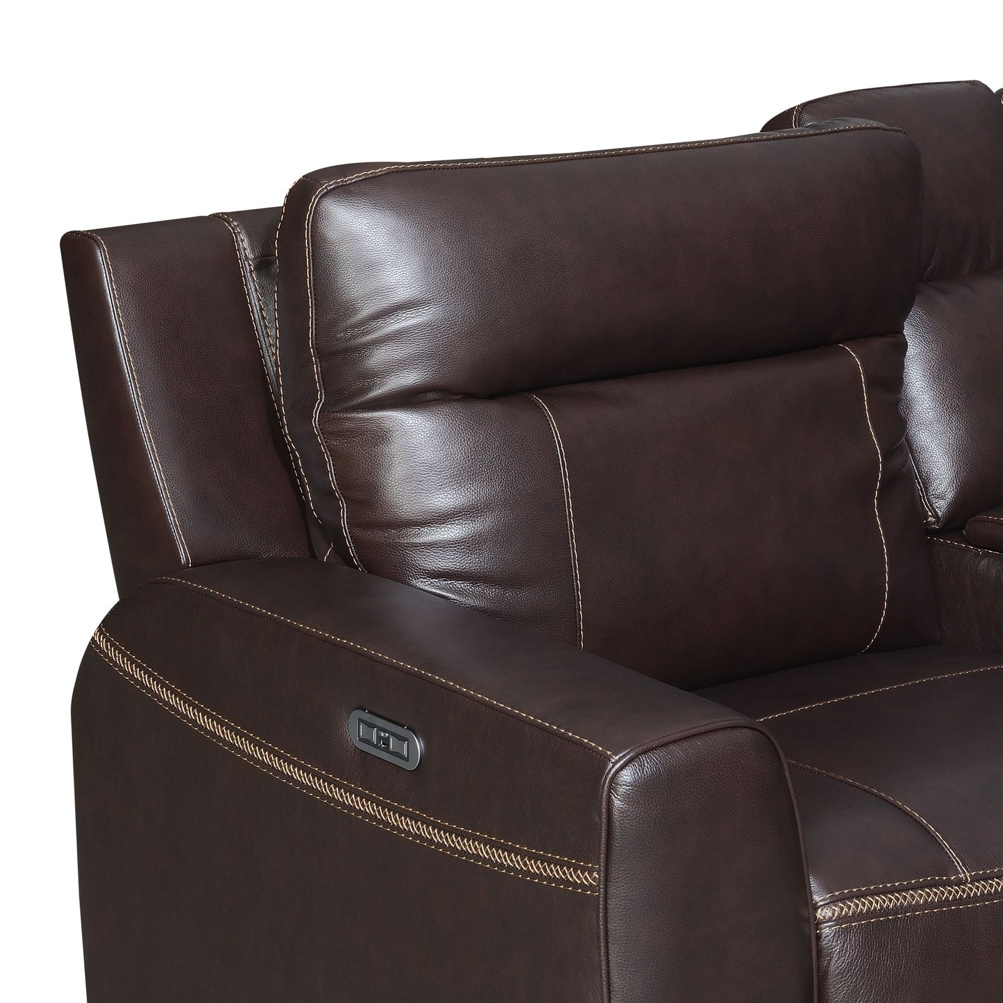 Doncella Customizable Dual-Power Top Grain Leather Sectional