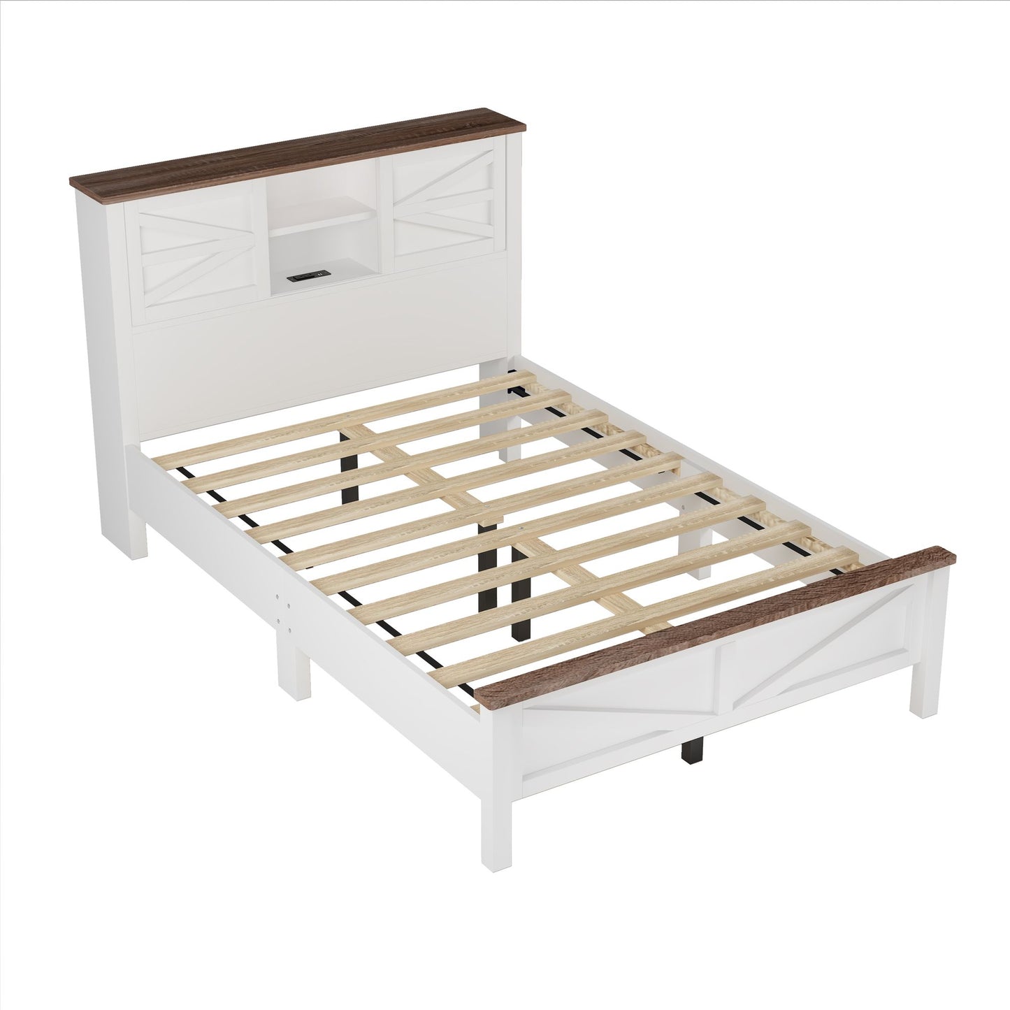 Frazier 3 Pc. Full Platform Bedroom Suite in White & Brown