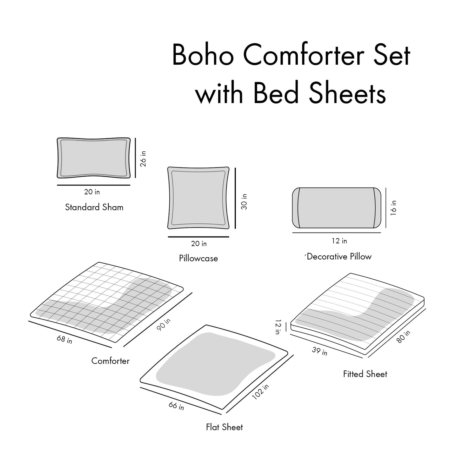 Boho Comforter Set with Bed Sheets