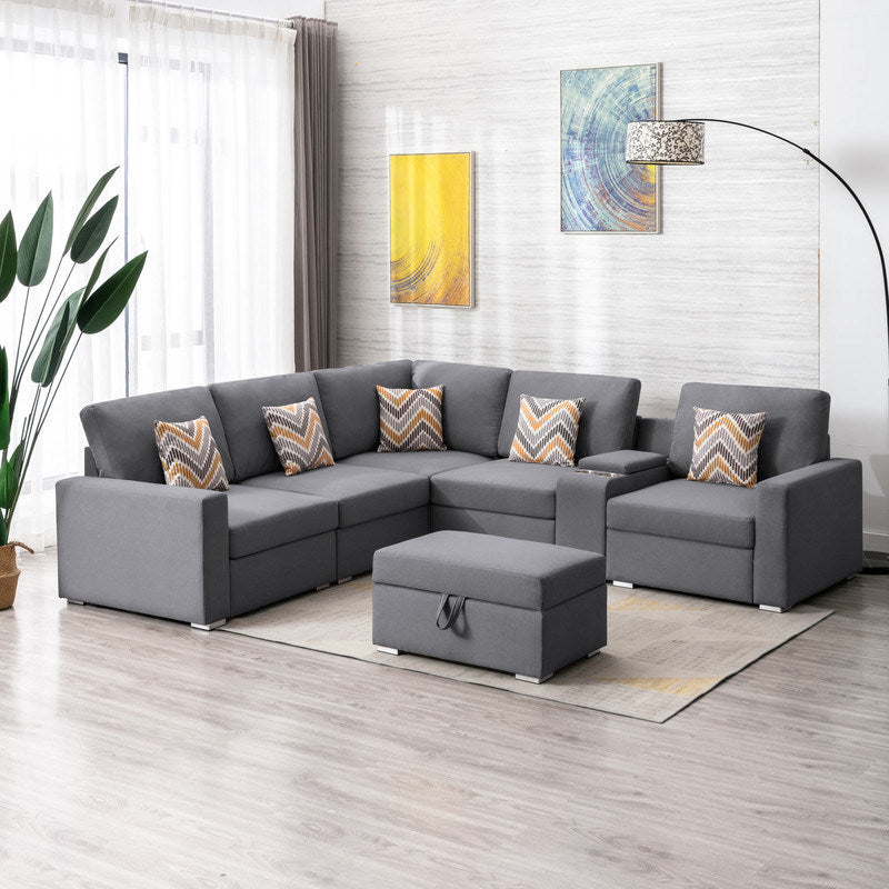 Nolan 106" in. 7Pc Reversible Sectional Sofa Set