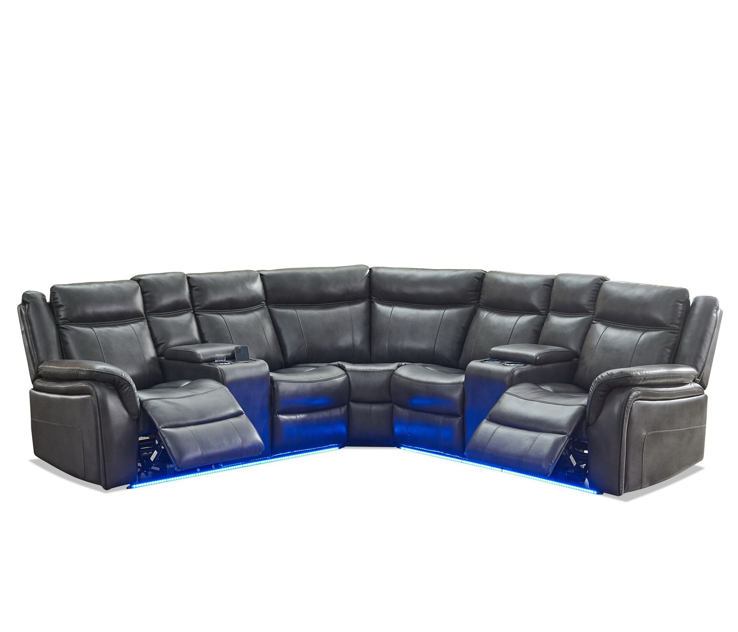 Stephan Power Reclining Sectional in Gray W/LED strip