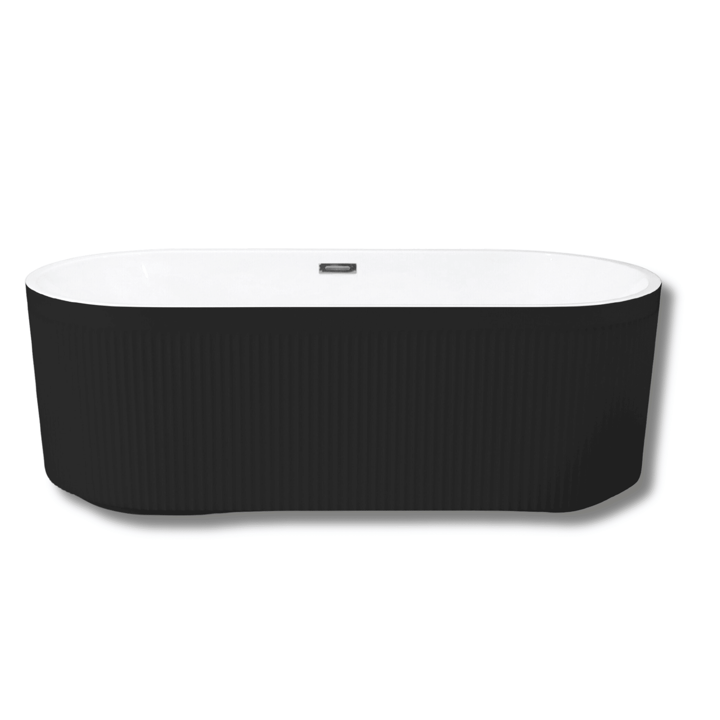 67" Pleated Acrylic Freestanding Bathtub with Matte Black Finish, Chrome Overflow & Pop-Up Drain