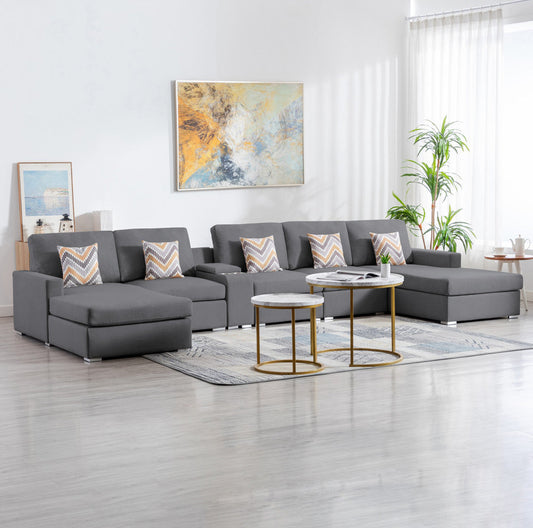 Nolan 163" 6Pc Double Chaise Sectional Sofa Set