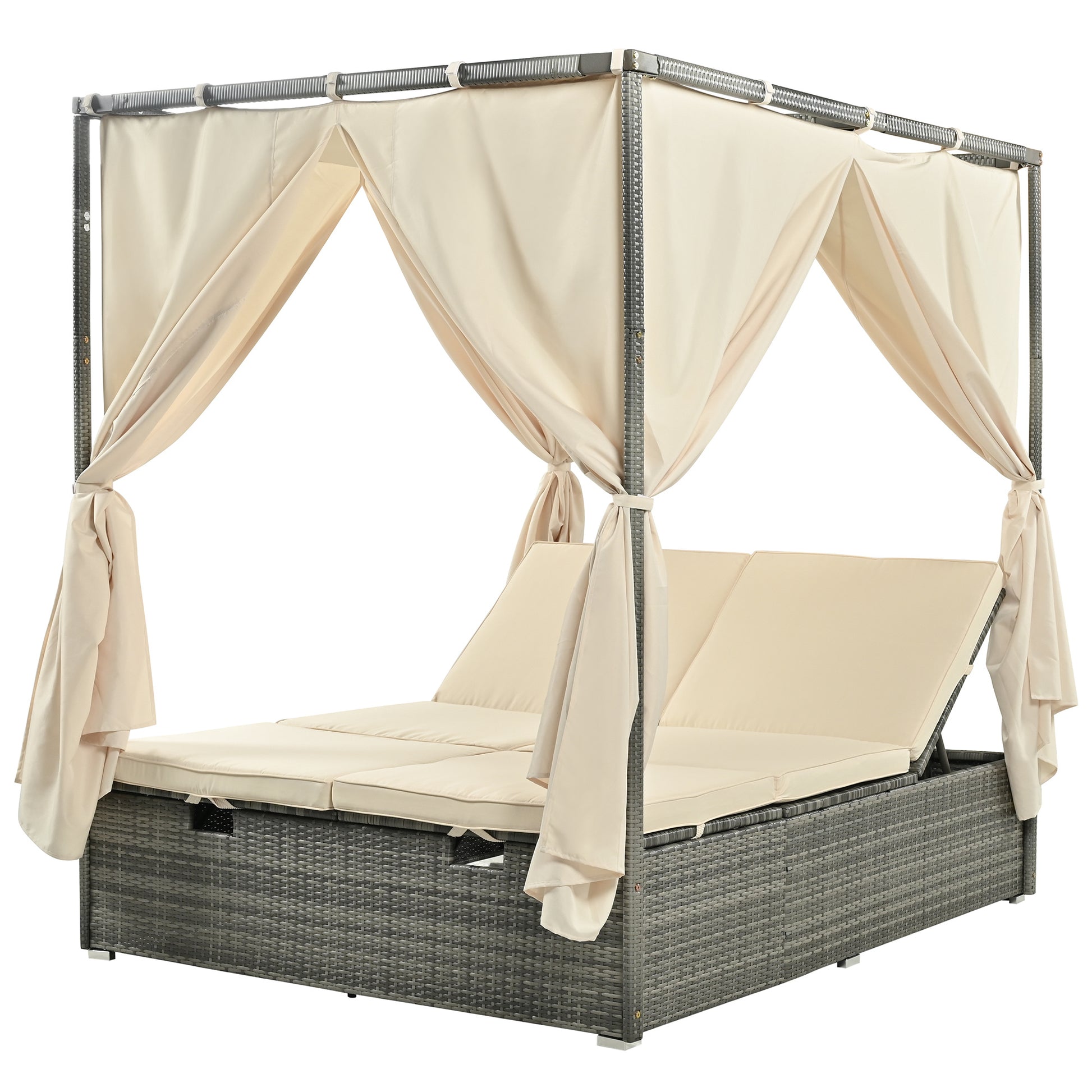 Pomona Adjustable Sun Bed With Curtain - Divine Heart L.A.