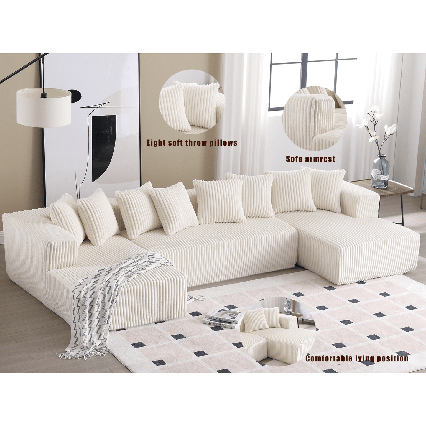 Newport 131'' Modular Ribbed Corduroy Sectional