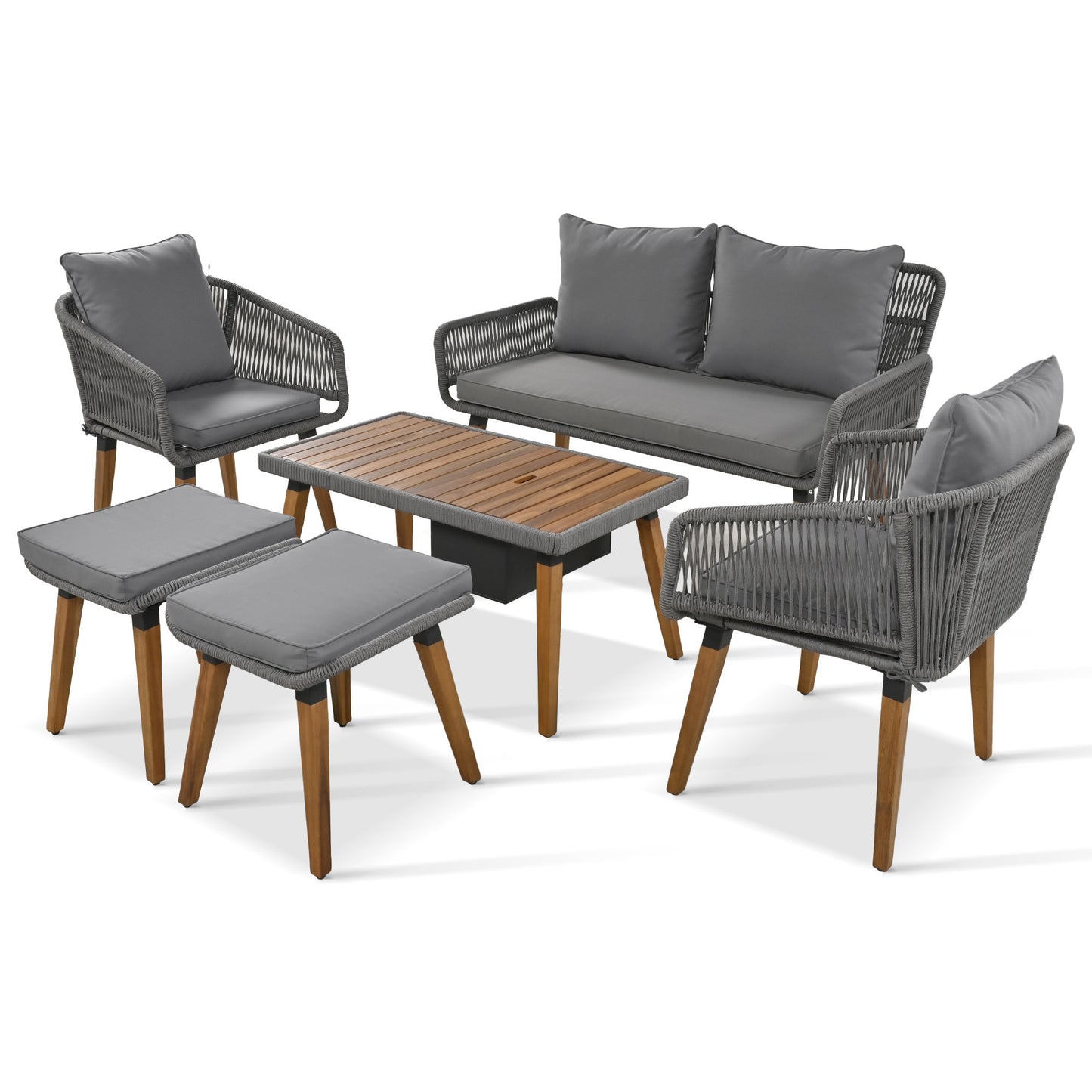 Marietta 6-Piece Woven Rope Patio Set