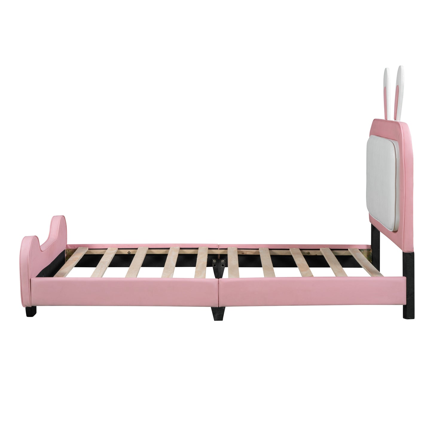 Twin size Upholstered Rabbit-Shape Princess Bed ,Twin Size Platform Bed with Headboard and Footboard