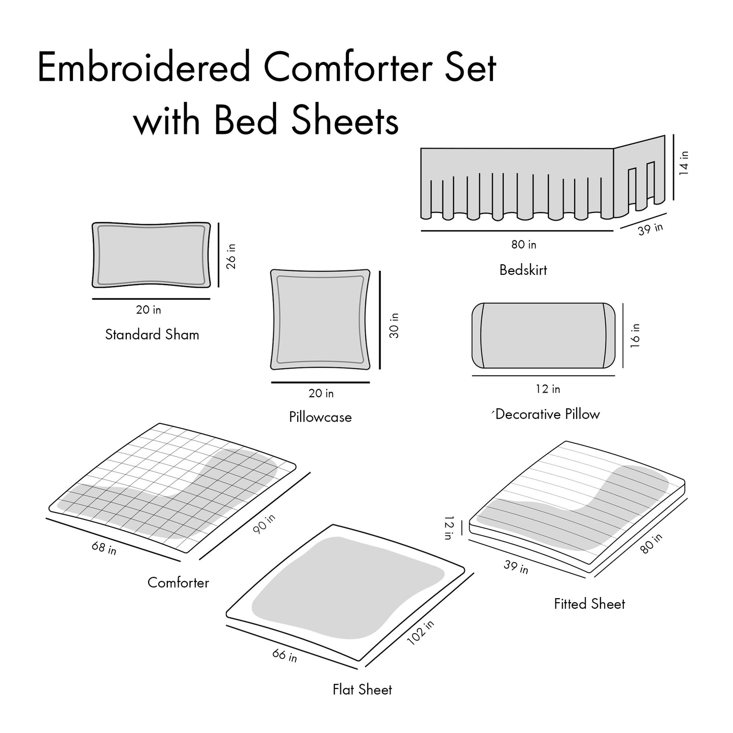 Embroidered Comforter Set with Bed Sheets