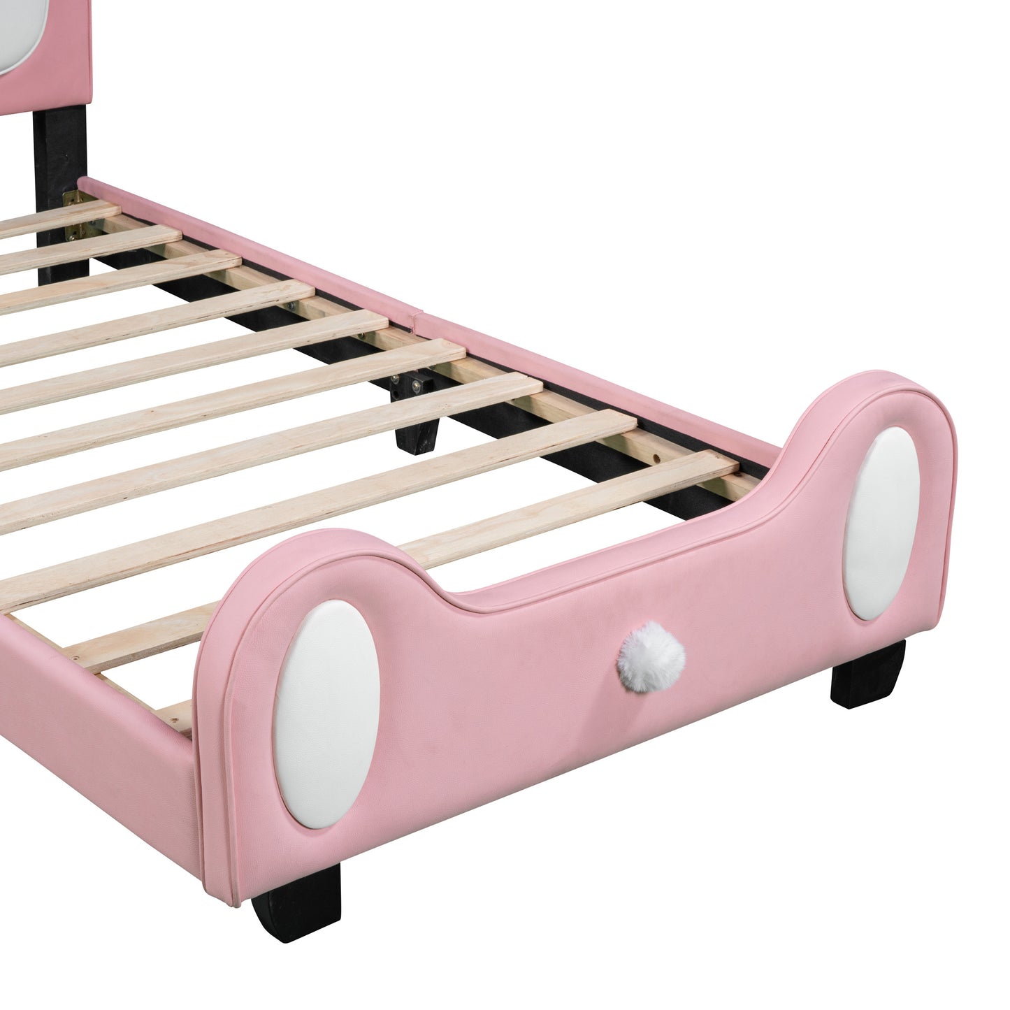 Twin size Upholstered Rabbit-Shape Princess Bed ,Twin Size Platform Bed with Headboard and Footboard