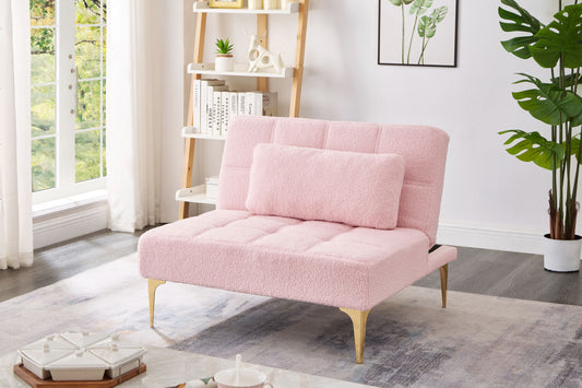 Aubrey Convertible Futon in Teddy Pink Plush