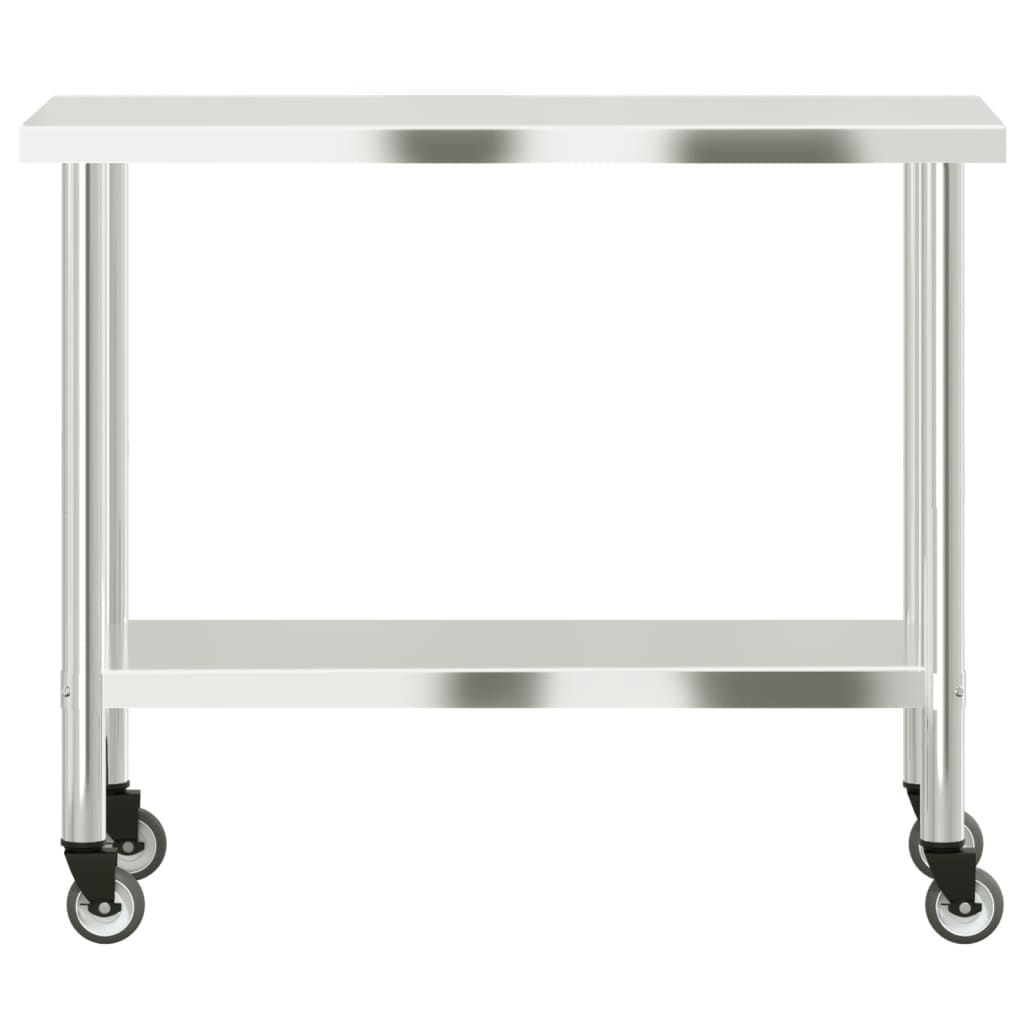 Kitchen Work Table with Wheels 43.3"x21.7"x33.5" Stainless Steel