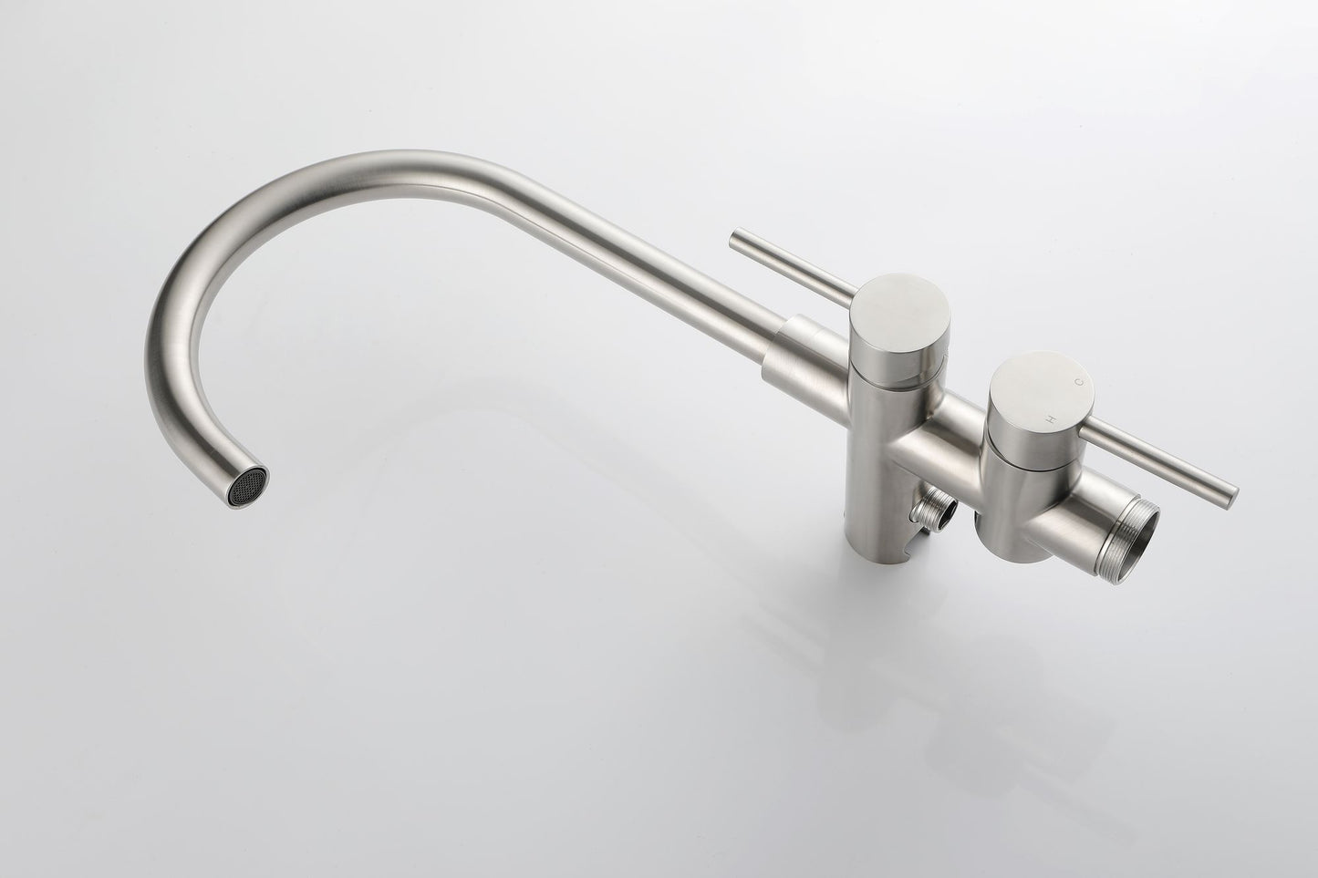 Freestanding Tub Filler Faucet in Brushed Nickel with Handheld Shower Spray