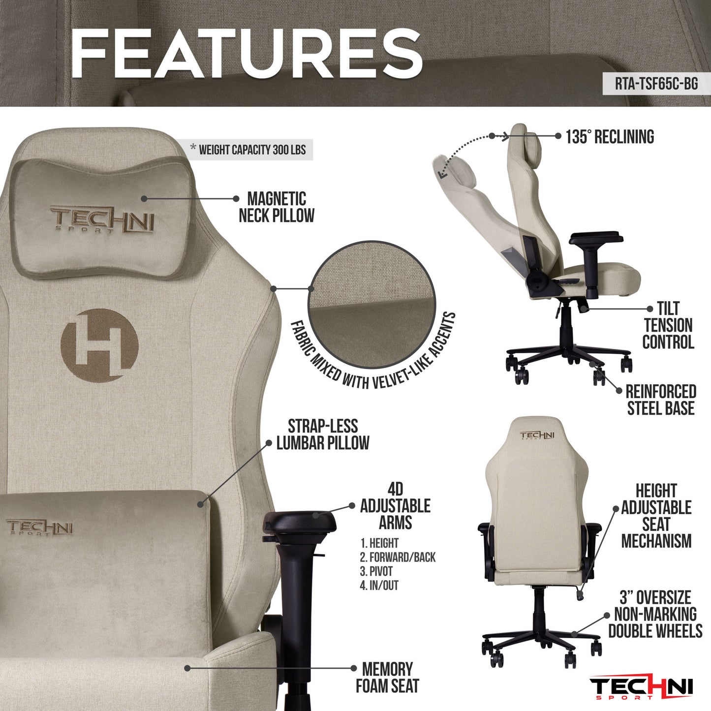 Techni Sport Memory Foam Gaming Chair