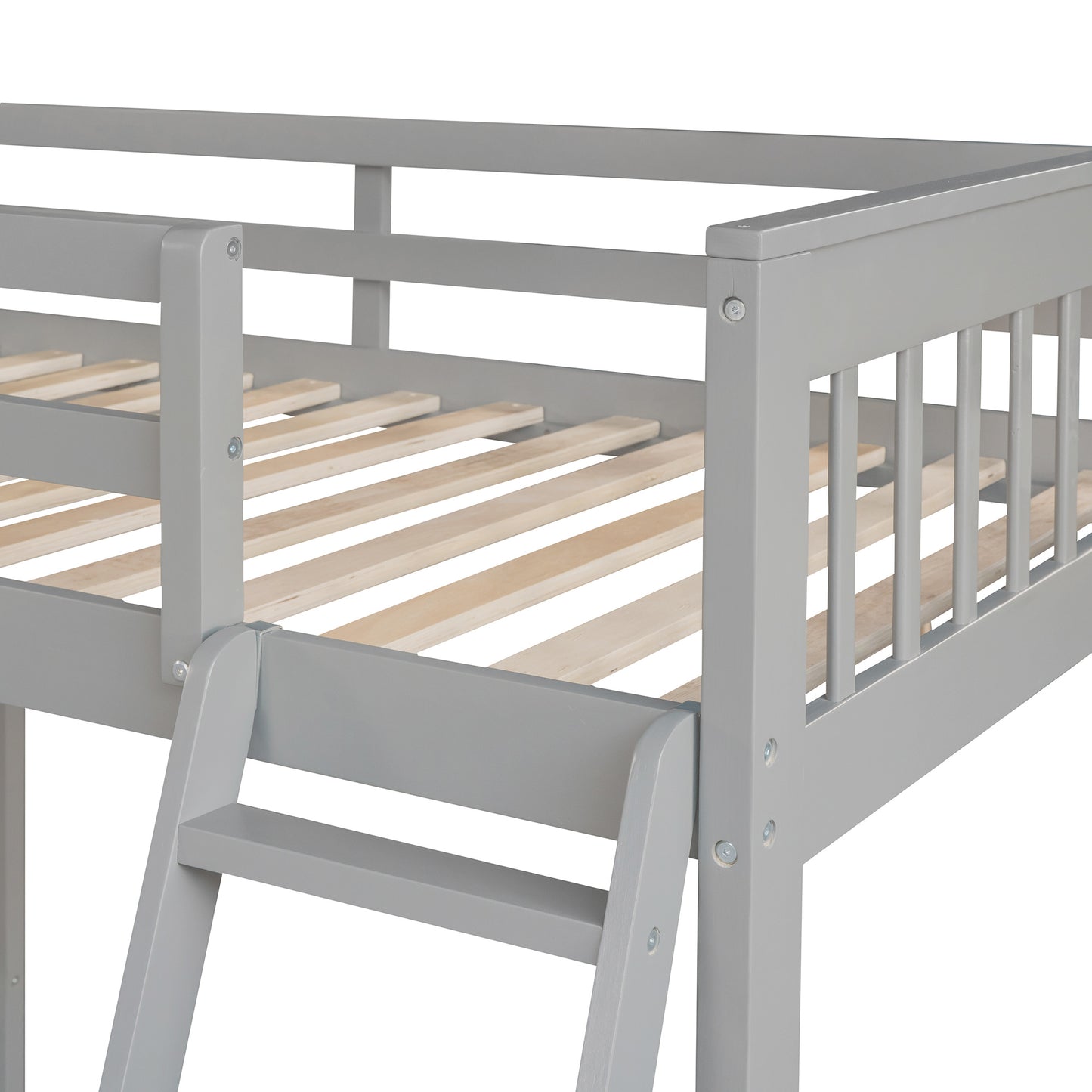 Twin over Full L-Shaped Bunk Bed With 3 Drawers, Ladder and Staircase