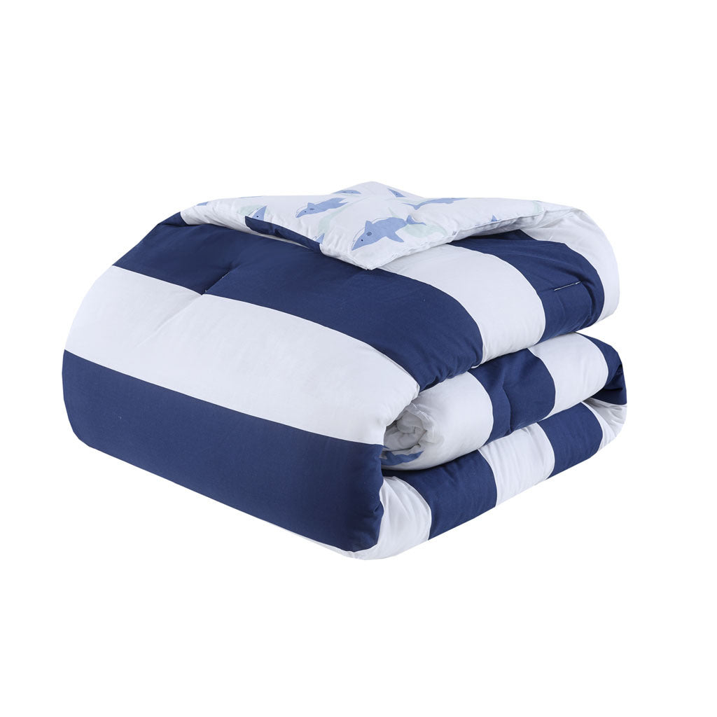 Cotton Cabana Stripe Reversible Comforter Set with Shark Reverse