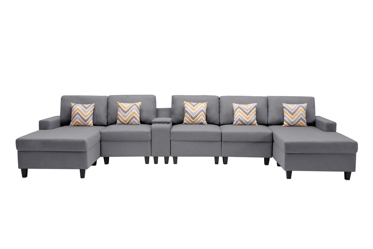 Nolan 163" 6Pc Double Chaise Sectional Sofa Set