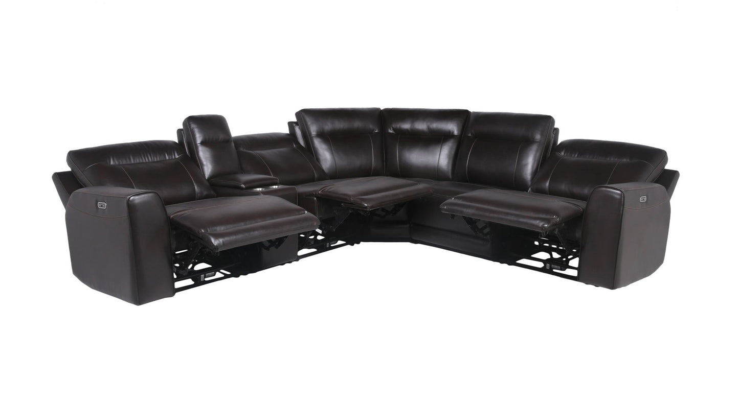 Doncella Customizable Dual-Power Top Grain Leather Sectional