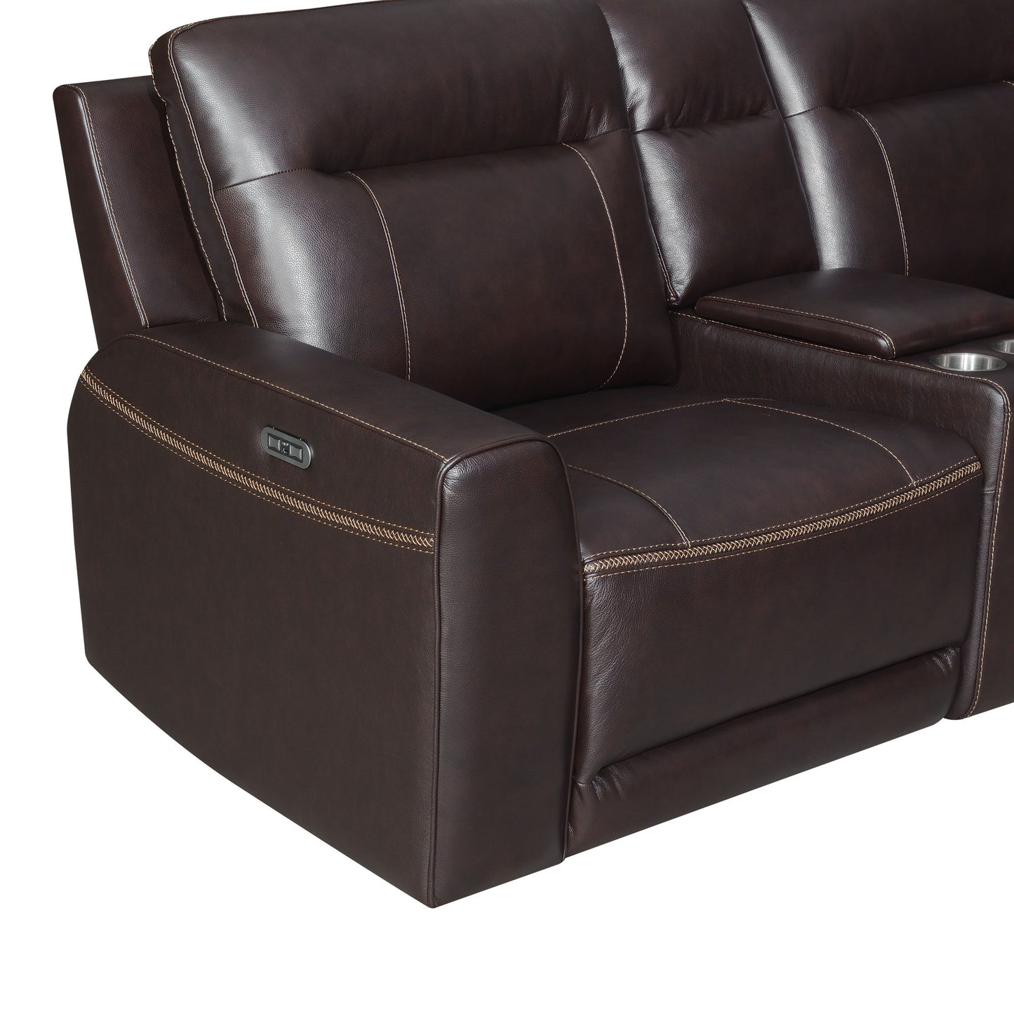 Doncella Customizable Dual-Power Top Grain Leather Sectional