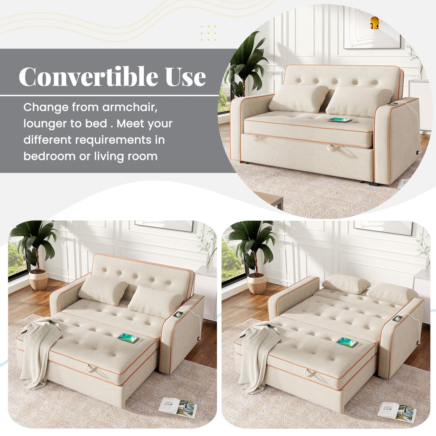 Evander Convertible Loveseat Sofa Sleeper