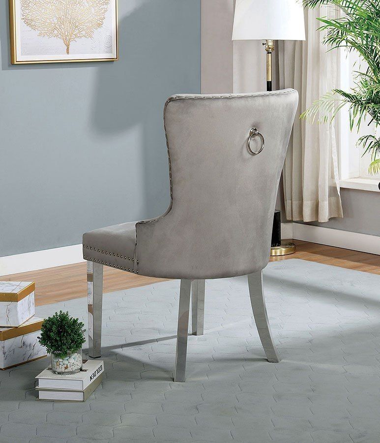 Talisa Button-Tufted Wingback Dining Chair Set of 2 in Grey