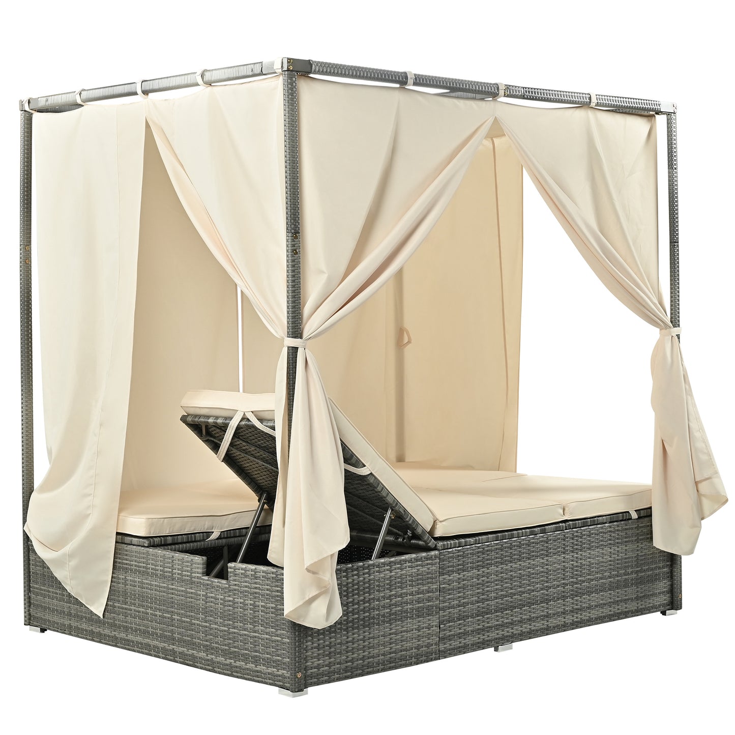 Pomona Adjustable Sun Bed With Curtain - Divine Heart L.A.