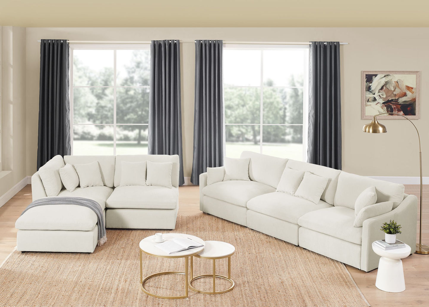 Oscar B. Oversized L-Shaped Sectional Sofa w/Removable Down-Filled Seat Cushions