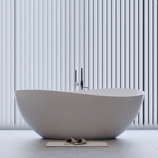 63" Freestanding Stone Resin Soaking Bathtub in Matte White 24S05-63MW