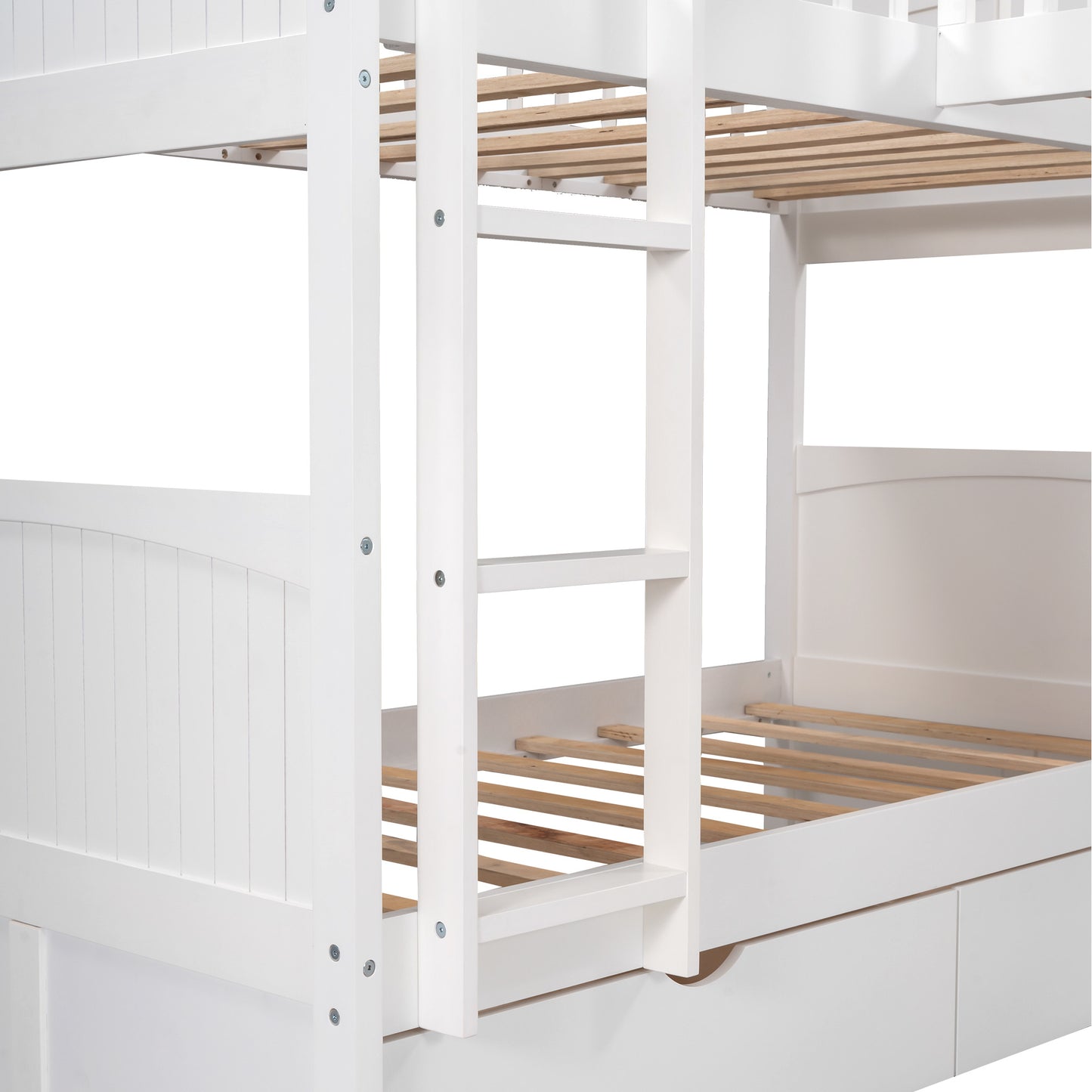 Twin Size Bunk Bed with a Loft Bed attached, with Two Drawers,Gray