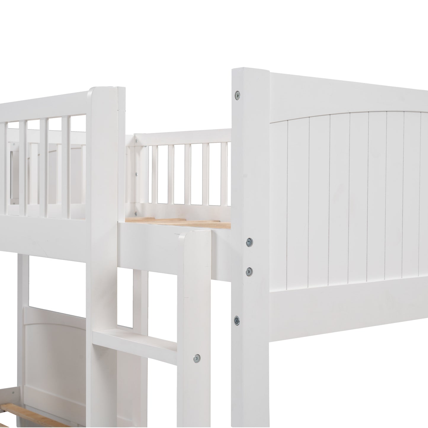 Twin Size Bunk Bed with a Loft Bed attached, with Two Drawers,Gray