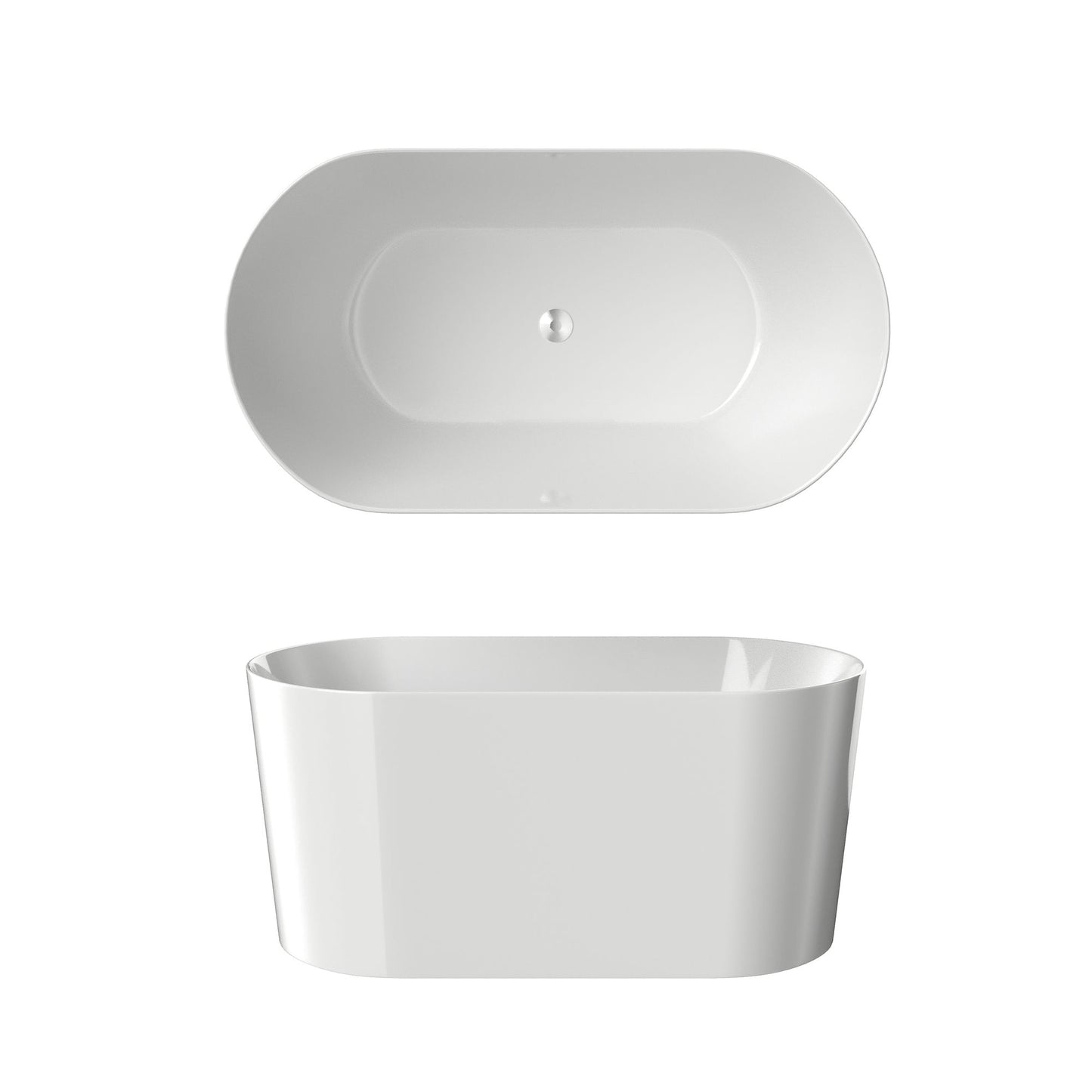 55" Acrylic Freestanding Oval Acrylic Soaking Tub with Chrome Overflow and Pop Up Drain