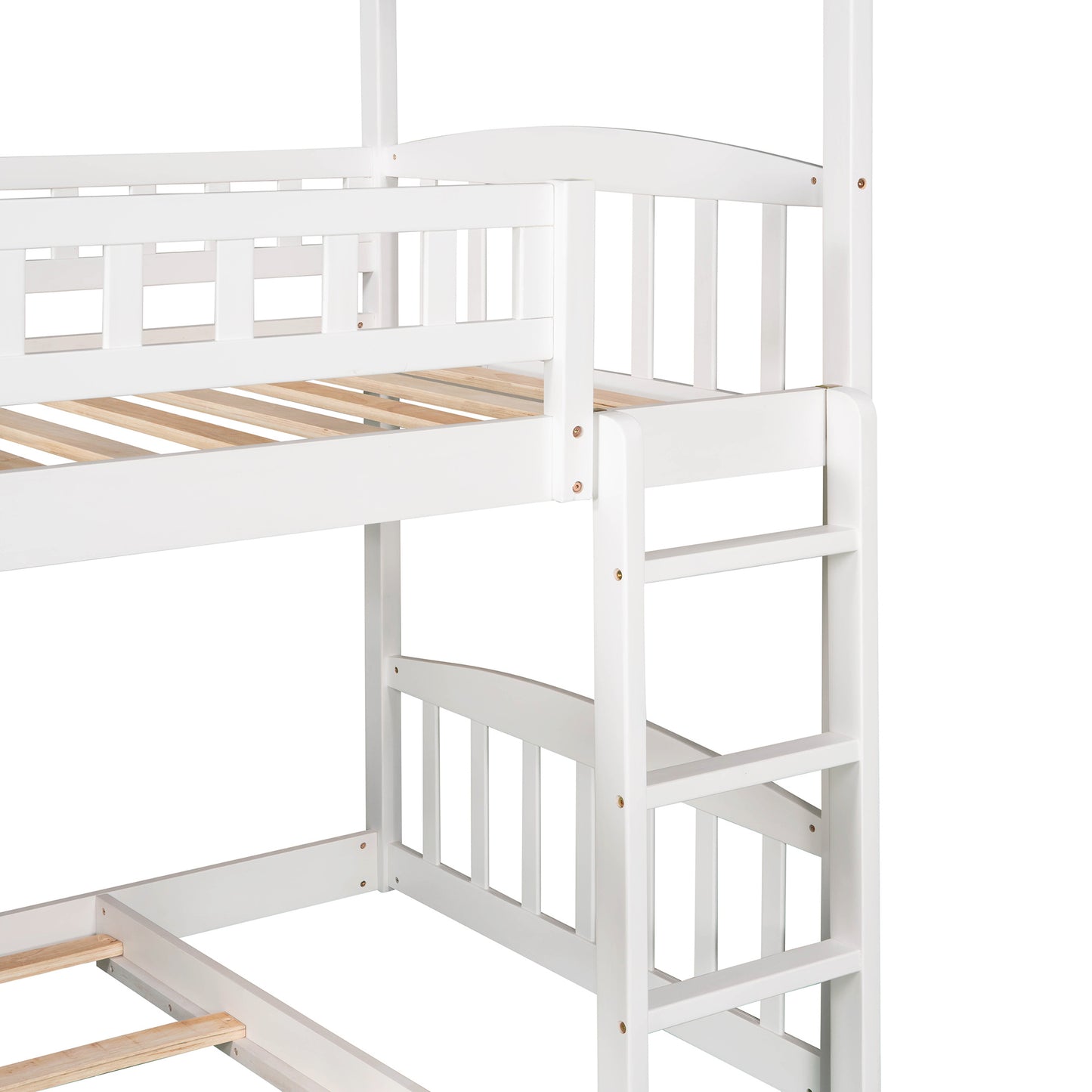 Twin Over Twin Bunk Bed with Two Drawers and Slide, House Bed with Slide