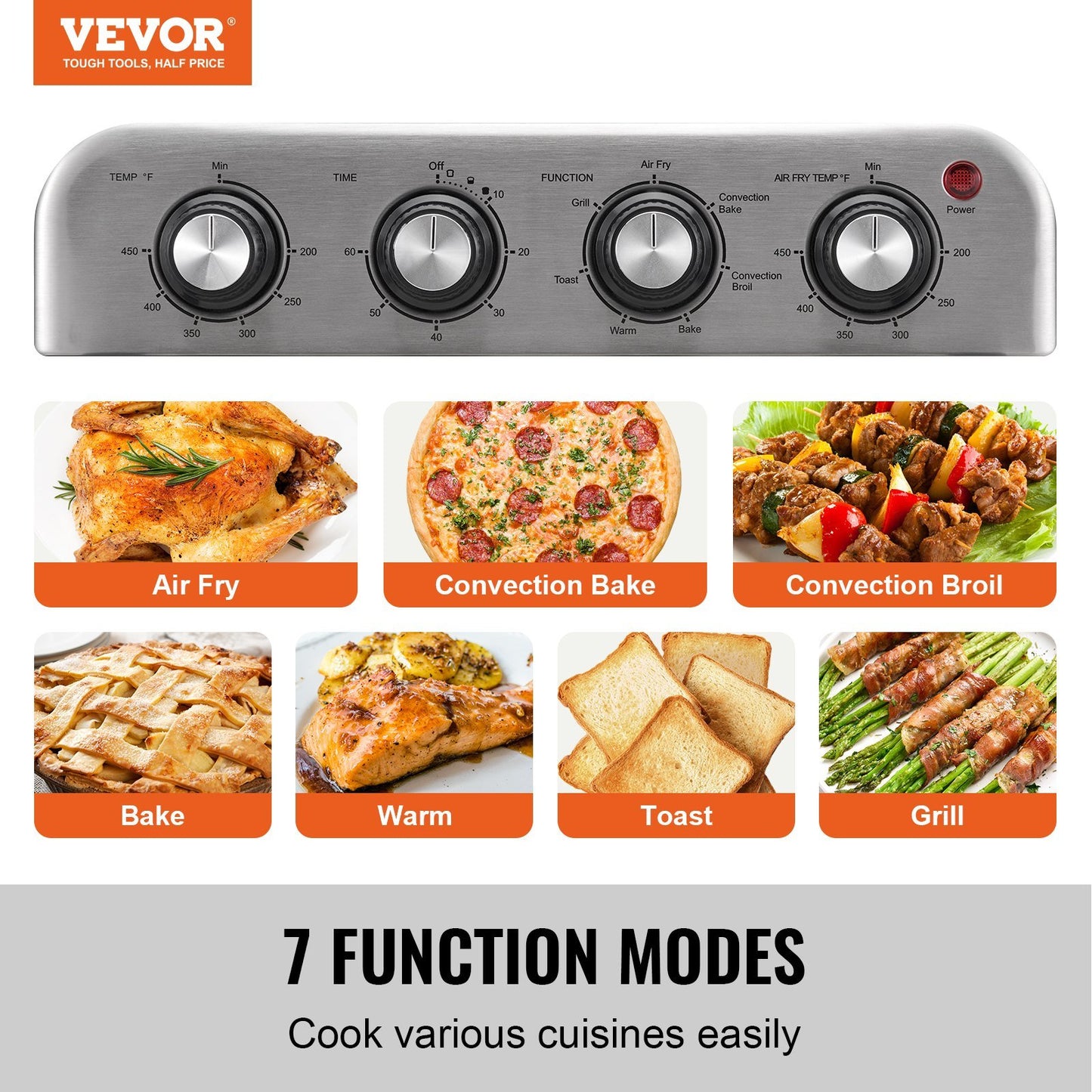 VEVOR 7-IN-1 Air Fryer/18L Convection Oven