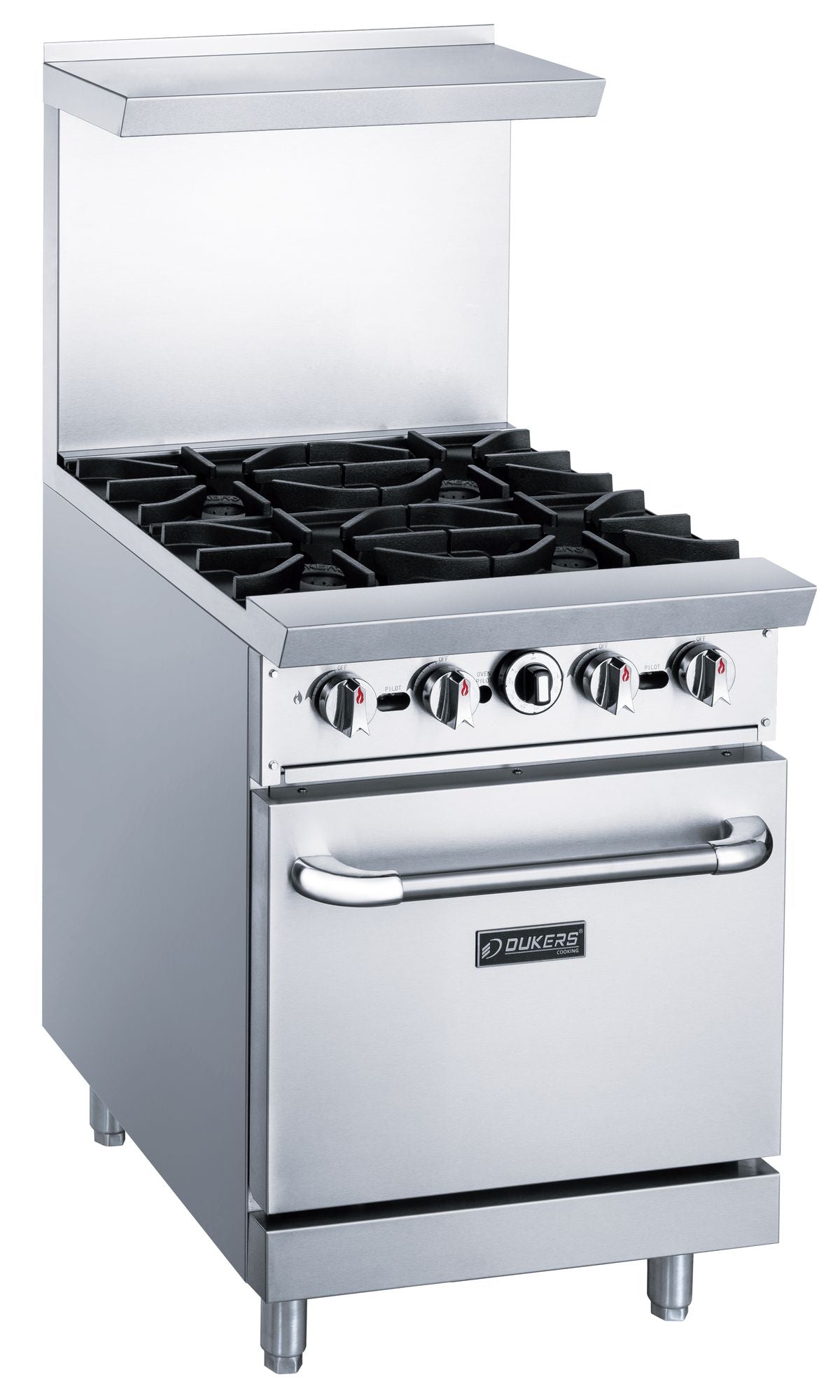 Dukers Commercial 24" Gas Hot Plate Cooktop and Oven Combination Cabinet in Stainless Steel