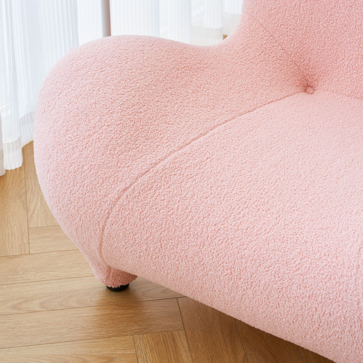 Whimsy High Back Sherpa Armchair with Footstool in Pink