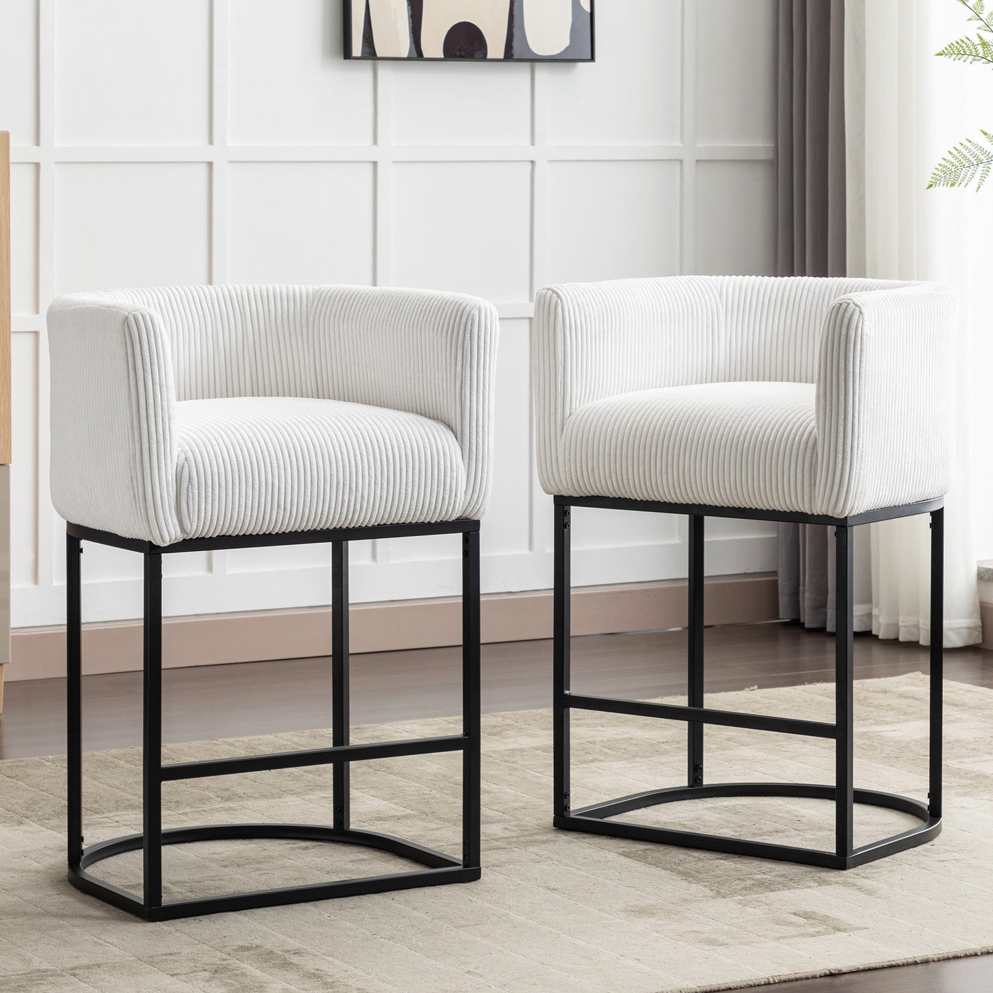 Aster Linen Upholstered Counter Stool Set of 2