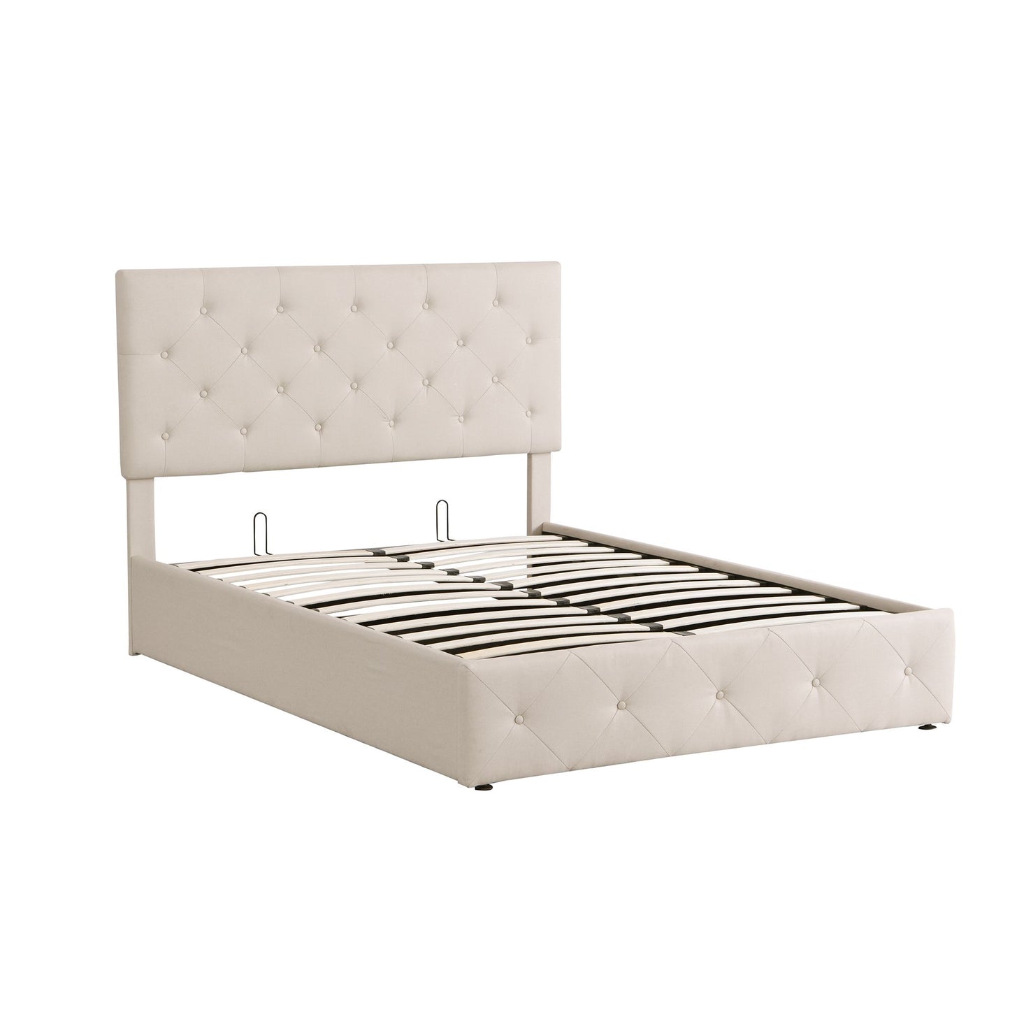 Full size Upholstered Platform Bed with Hydraulic Storage System