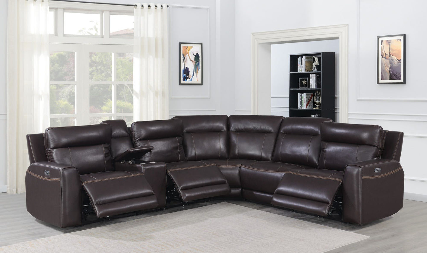 Doncella Customizable Dual-Power Top Grain Leather Sectional