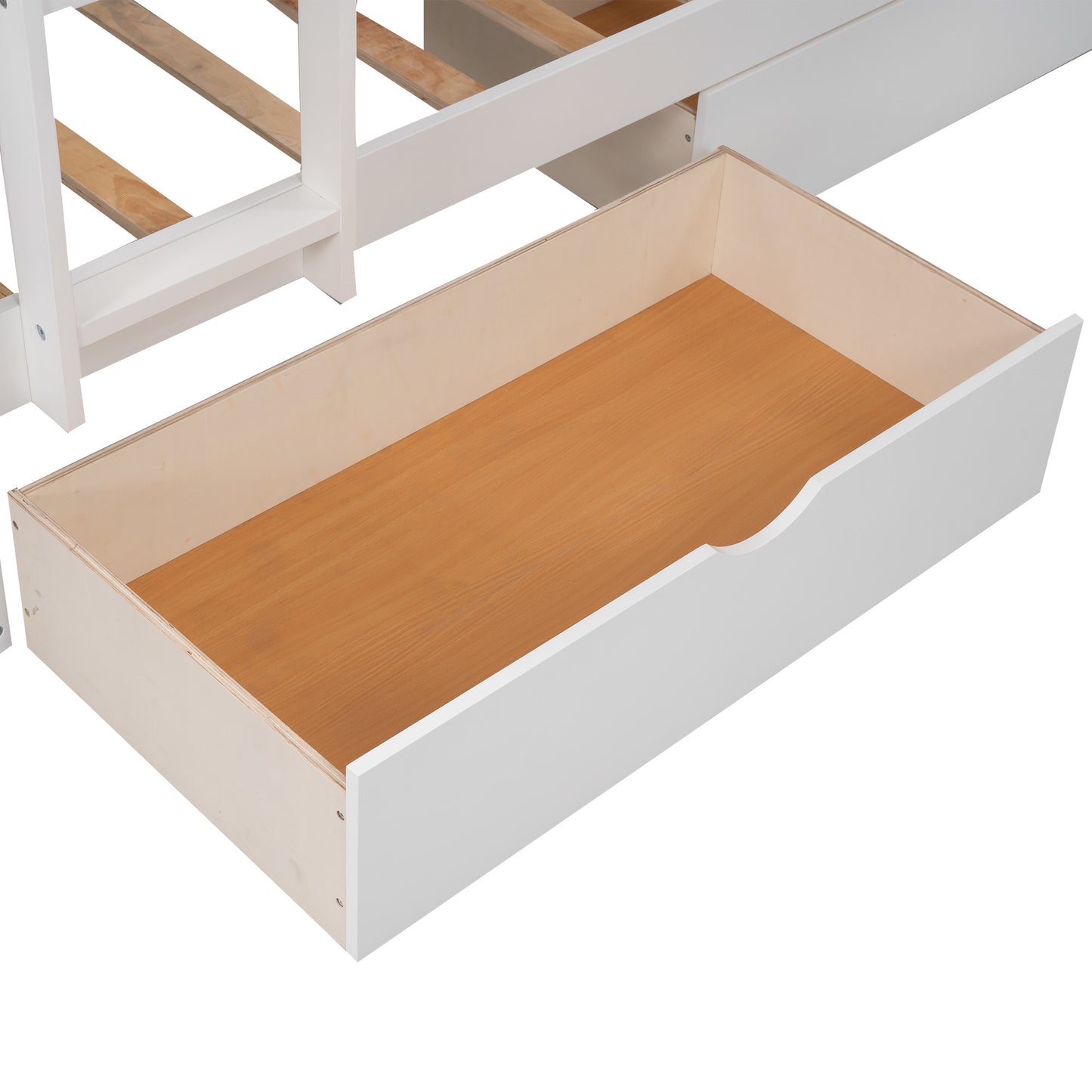 Twin Size Bunk Bed with a Loft Bed attached, with Two Drawers,Gray