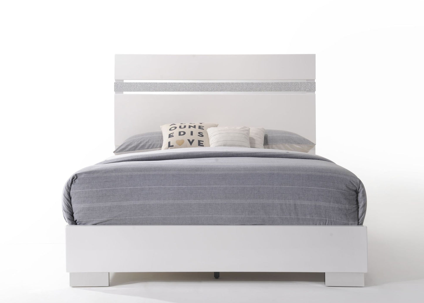 Naima II Queen Bed in White High Gloss