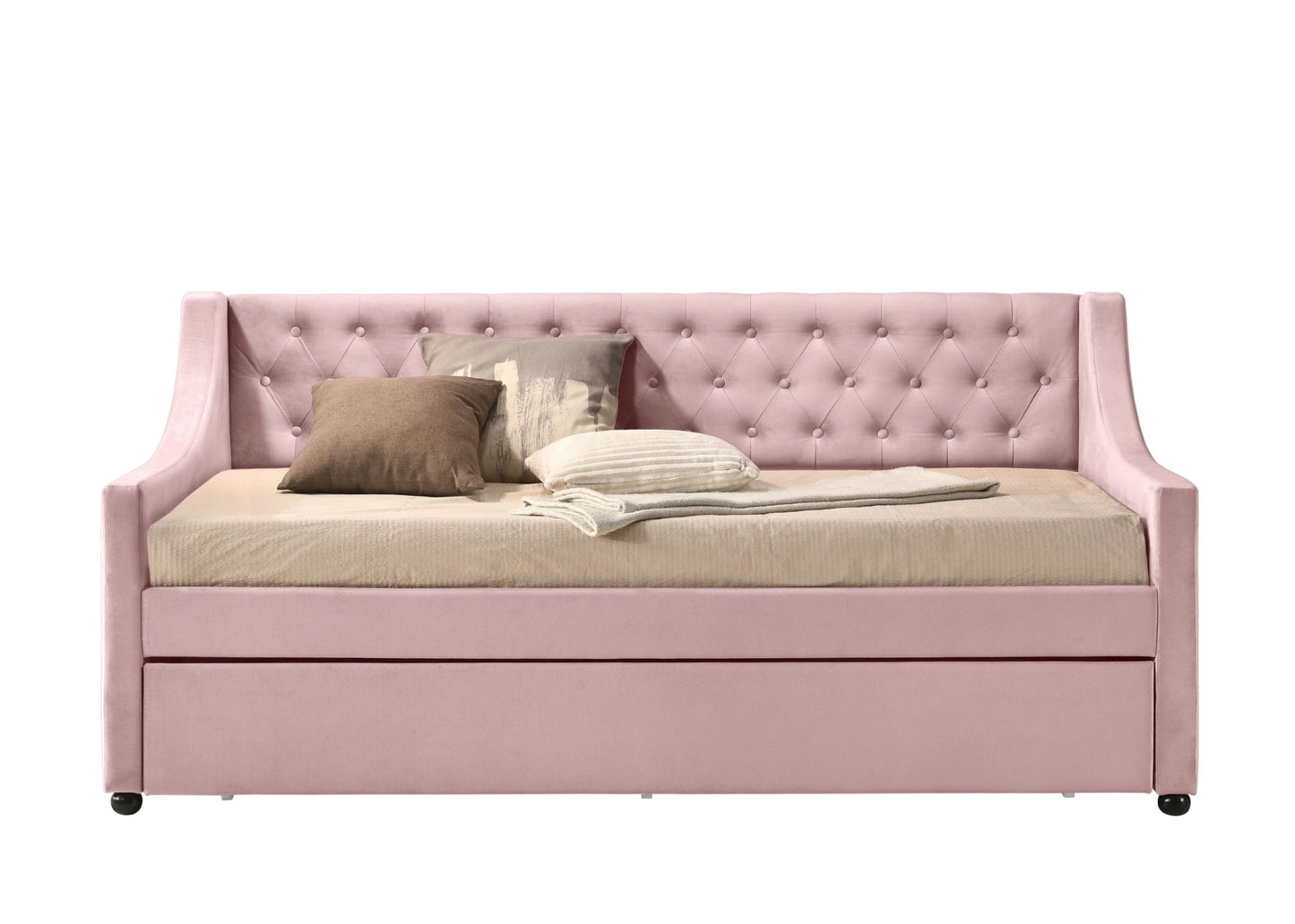 ACME Lianna Twin Daybed & Trundle, Pink Velvet 39380