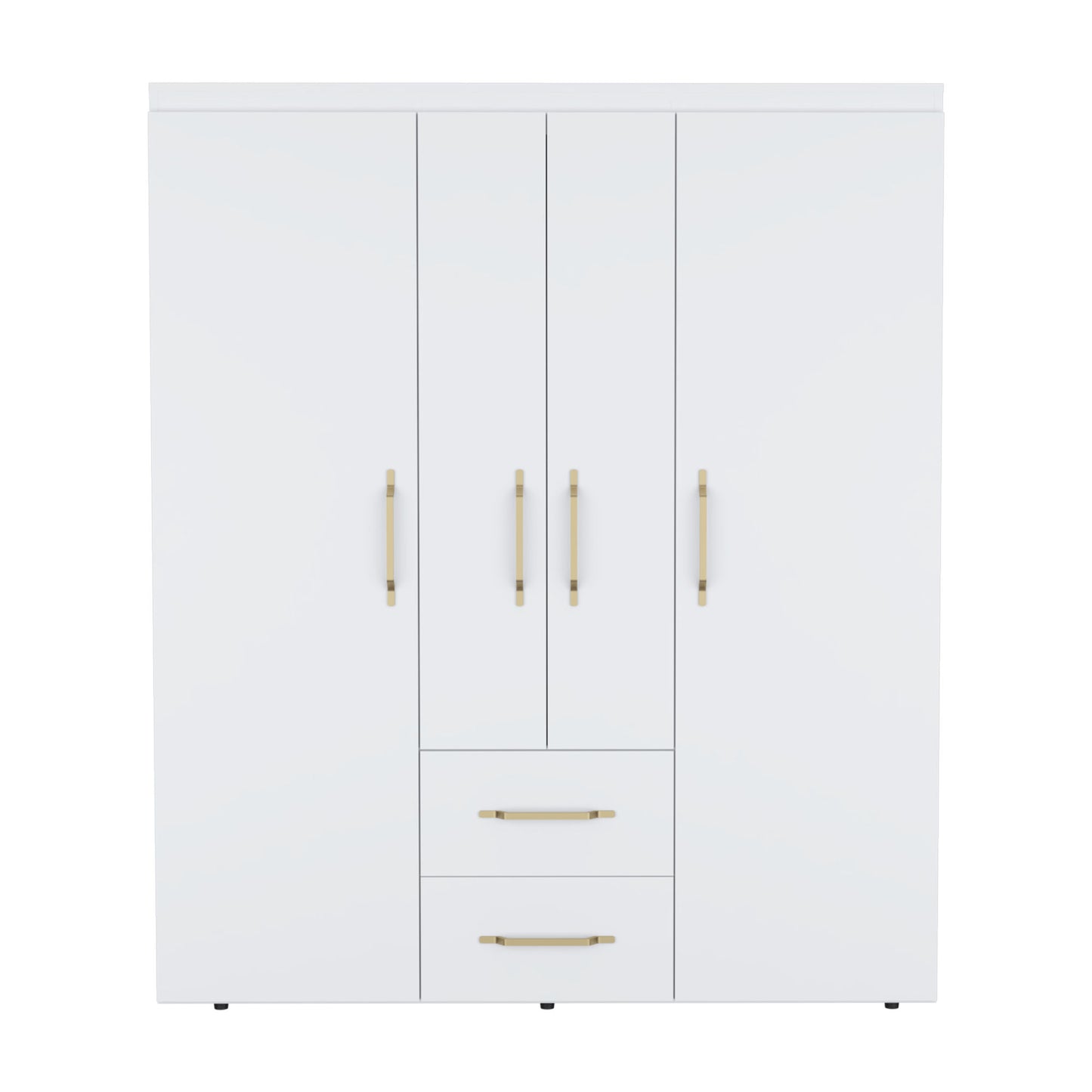 Bariloche Wardrobe with Hanging Rods, Shelves, and 2 Drawers in White