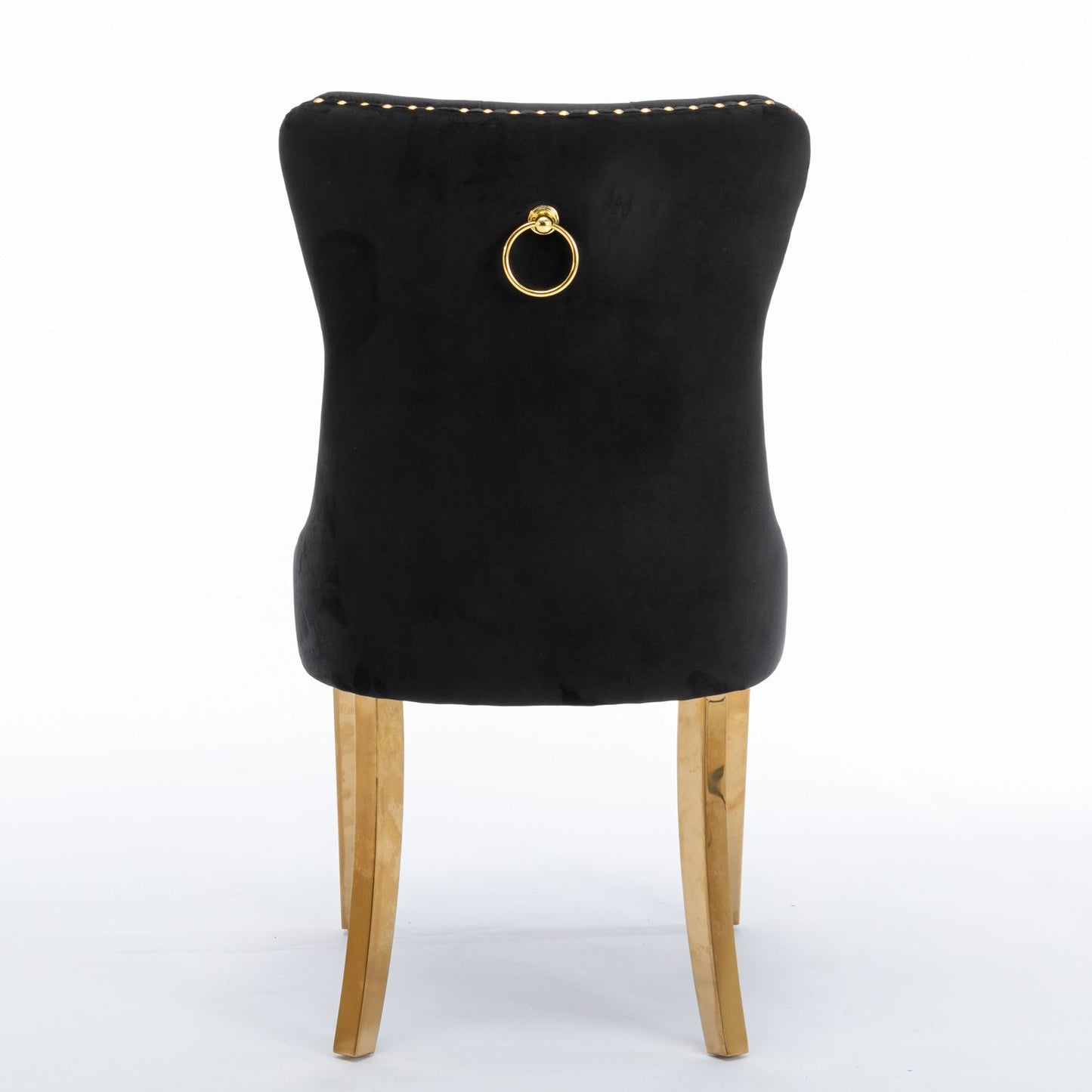 Lorelei Velvet Tufted Dining Chair Set of 2 in Black and Gold