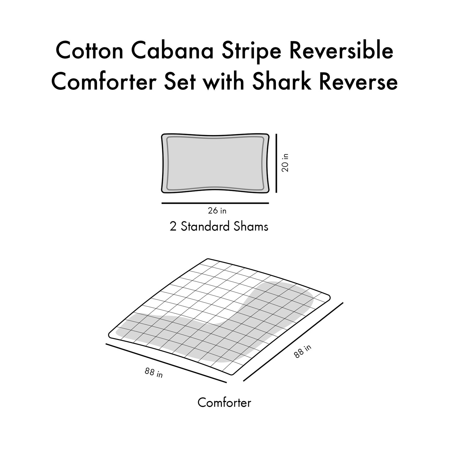 Cotton Cabana Stripe Reversible Comforter Set with Shark Reverse