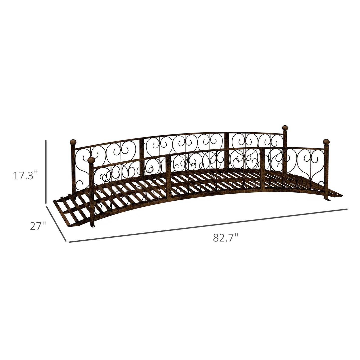 Outsunny 7' Metal Arch Garden Bridge in Bronze