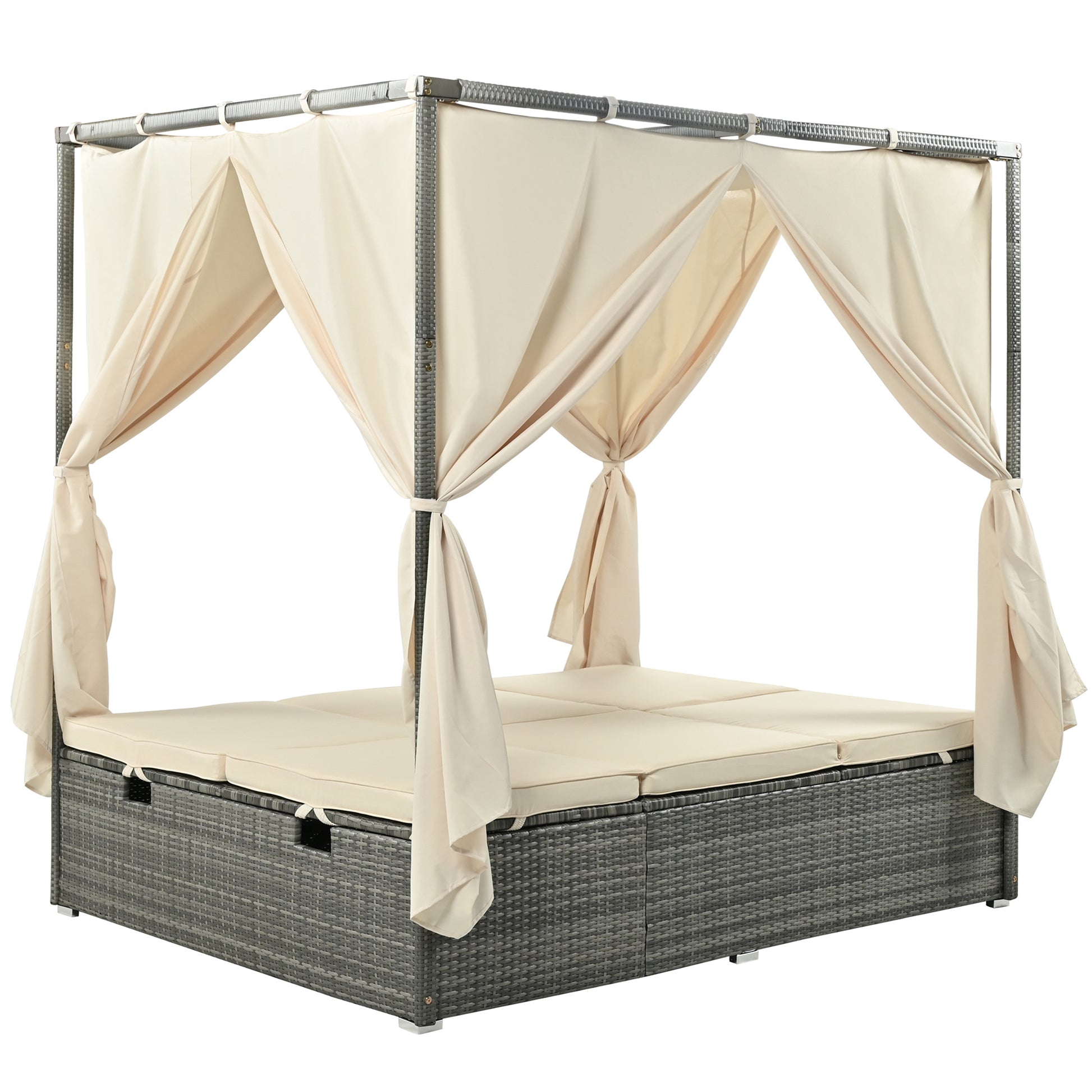 Pomona Adjustable Sun Bed With Curtain - Divine Heart L.A.