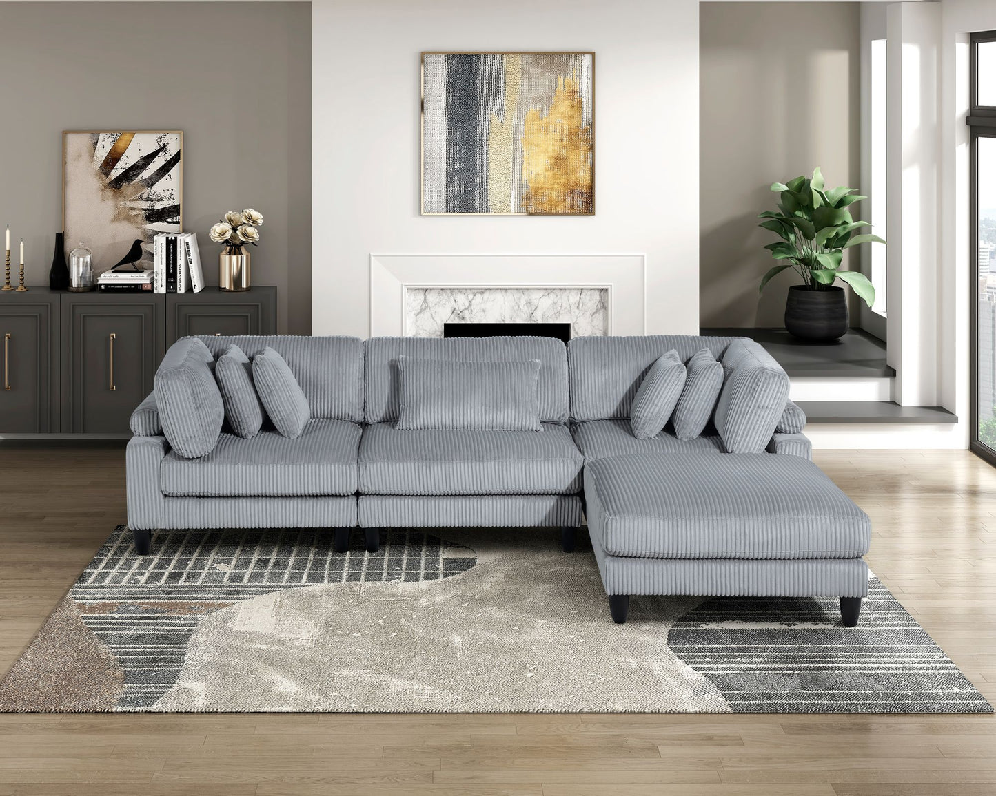 Brushed Corduroy 4-Piece Modular Sectional