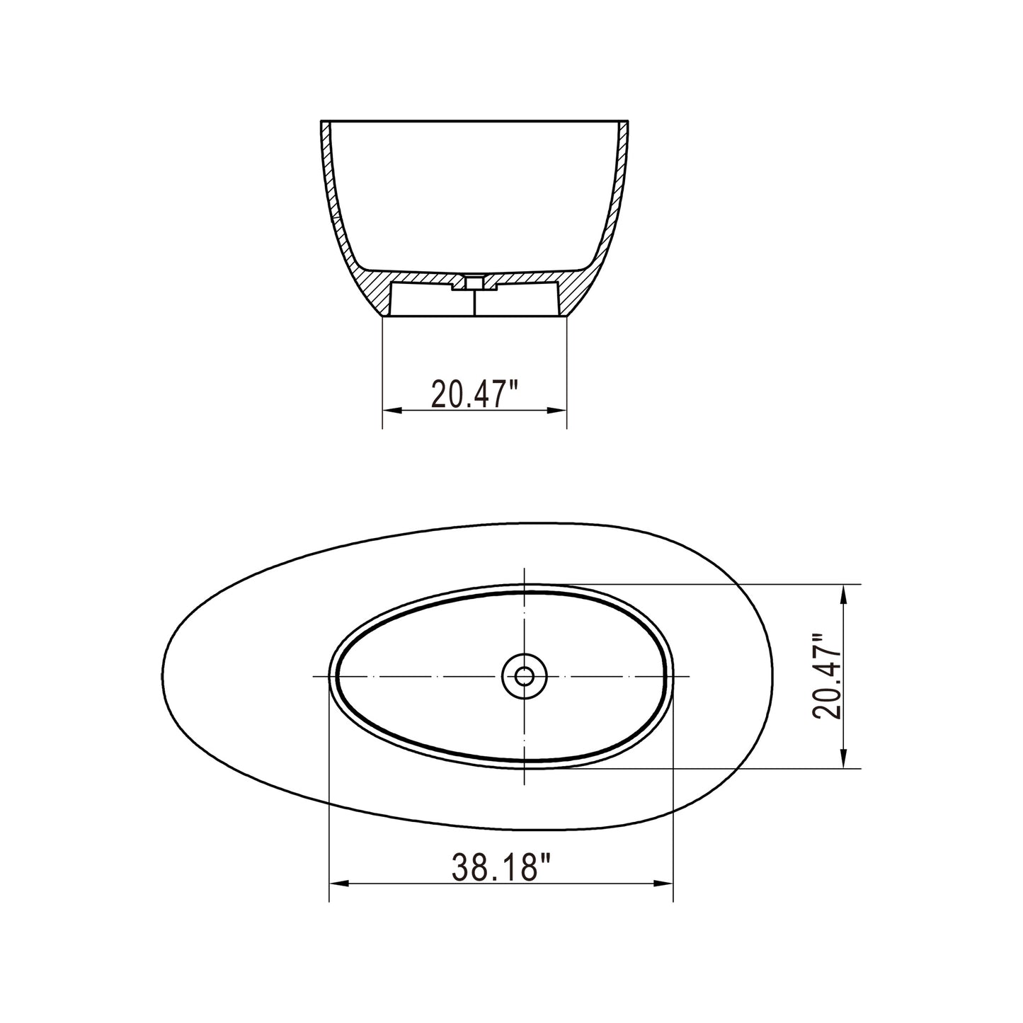 67.8 inch translucent black artificial stone solid surface freestanding bathroom bathtub