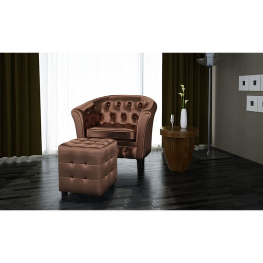 Truman Vegan Leather Club Chair with Footstool