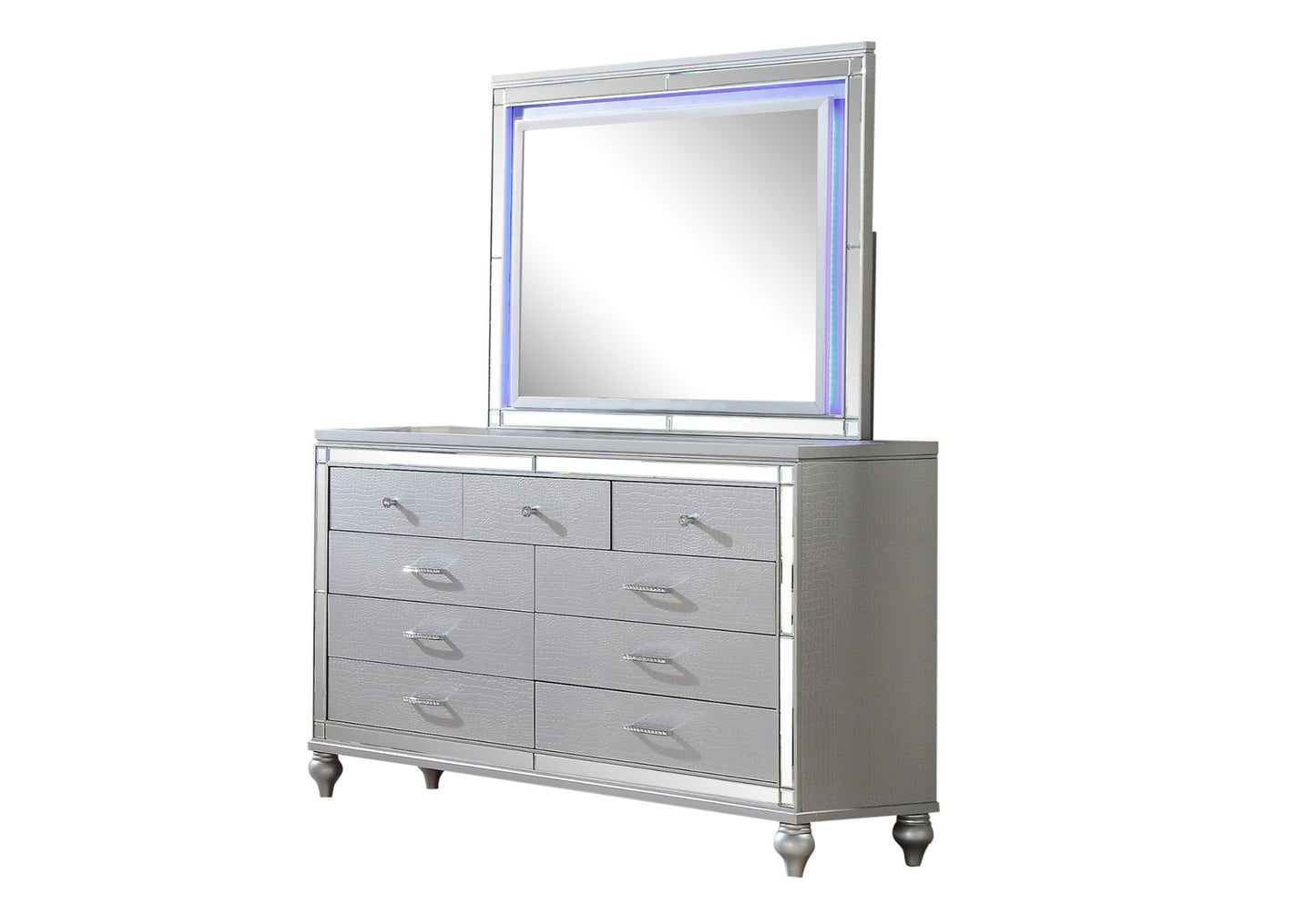 Sterling King 5 Pc. LED Bedroom Suite in Silver